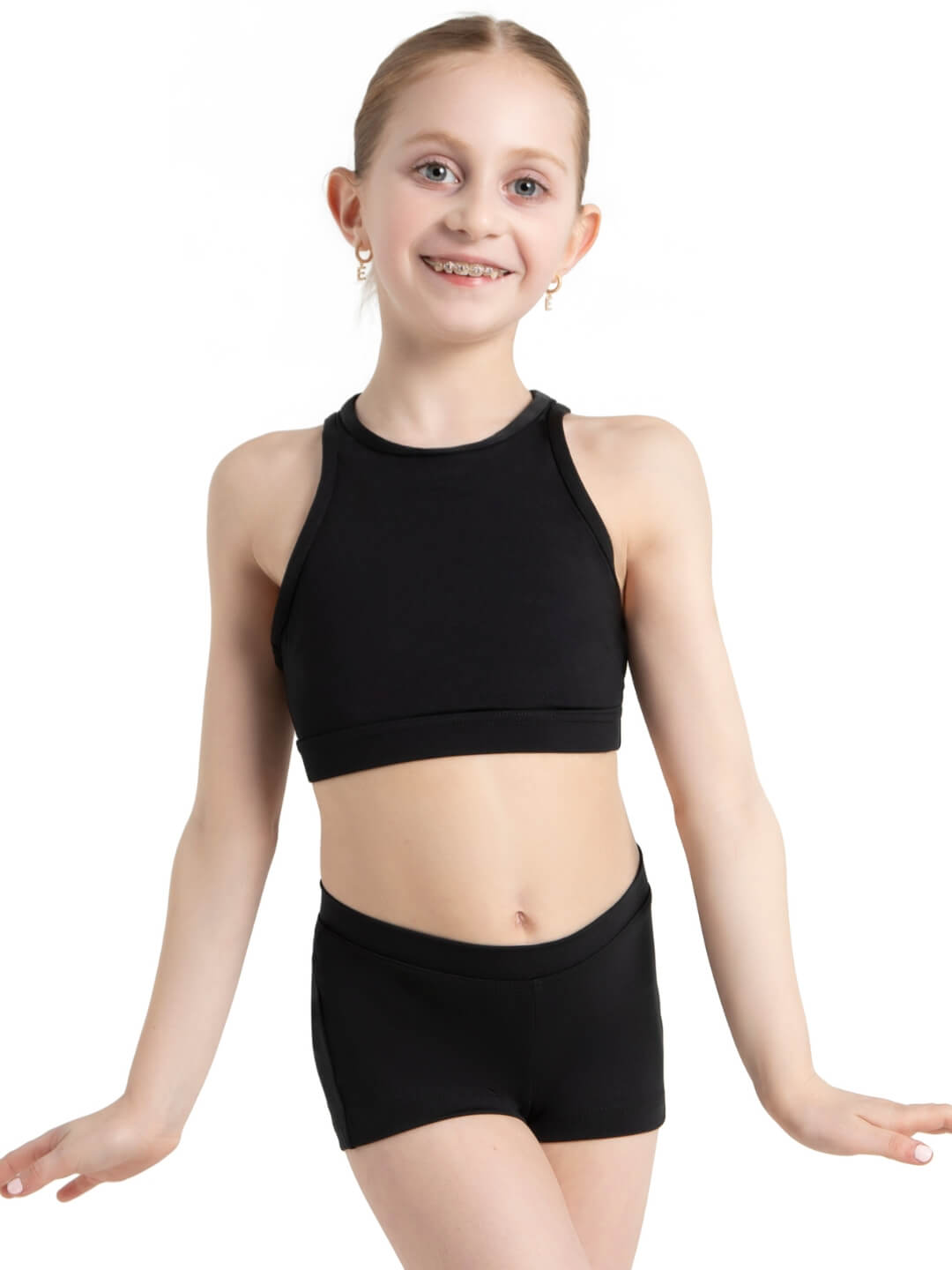 New Crop Top Capezio TB257C Child Large Black Jazz Gymnastics