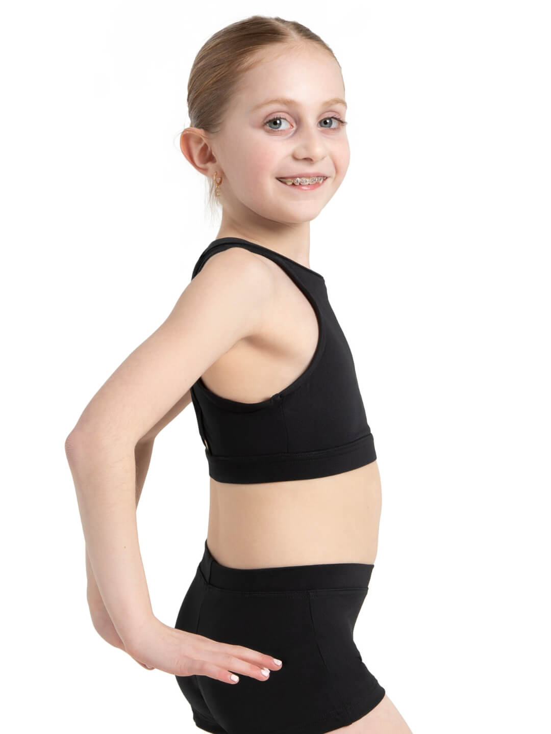 New Crop Top Capezio TB257C Child Large Black Jazz Gymnastics