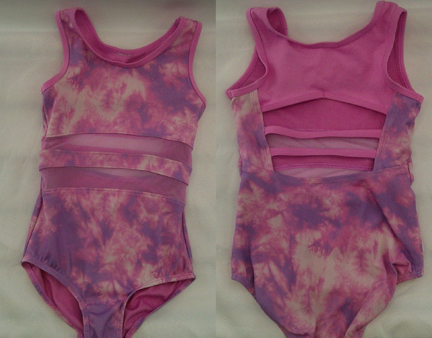 New Gymnastics Leotard Cat & Jack Large Child Tie Dye Mesh Acro Tumbling