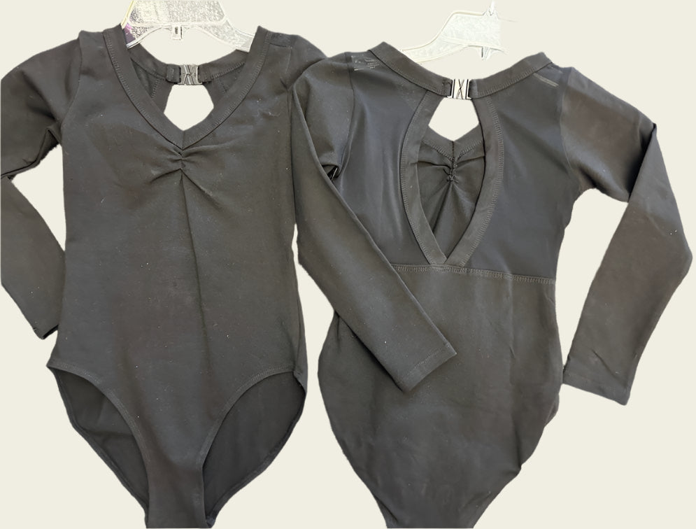 Pre-Owned Leotard Alice Roma A328 Black Medium Child Long Sleeve Back Mesh