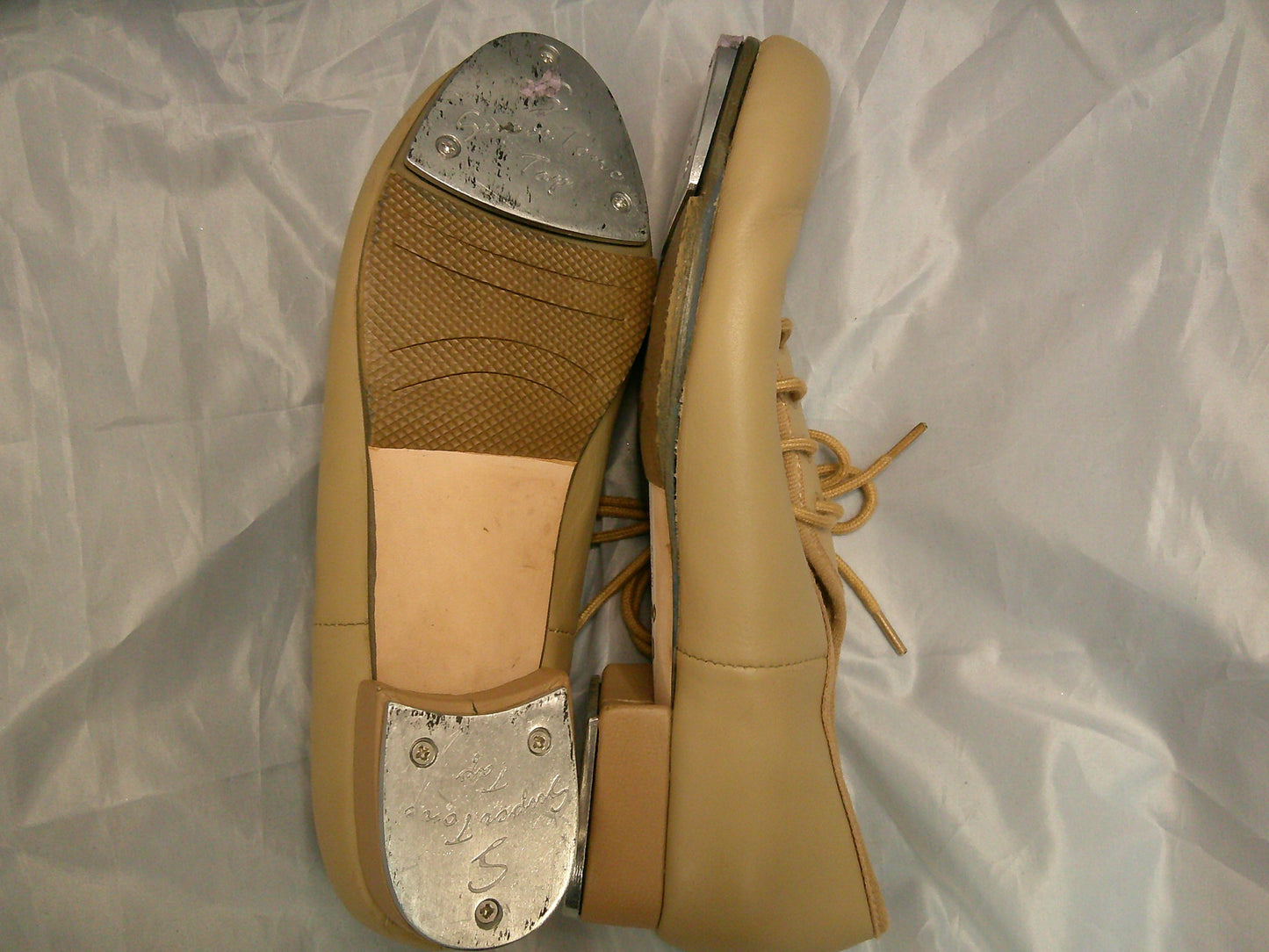 Pre-Owned Tap Shoes Danz N Motion Adult 8.5M Oxford Leather Lace Up Full Sole
