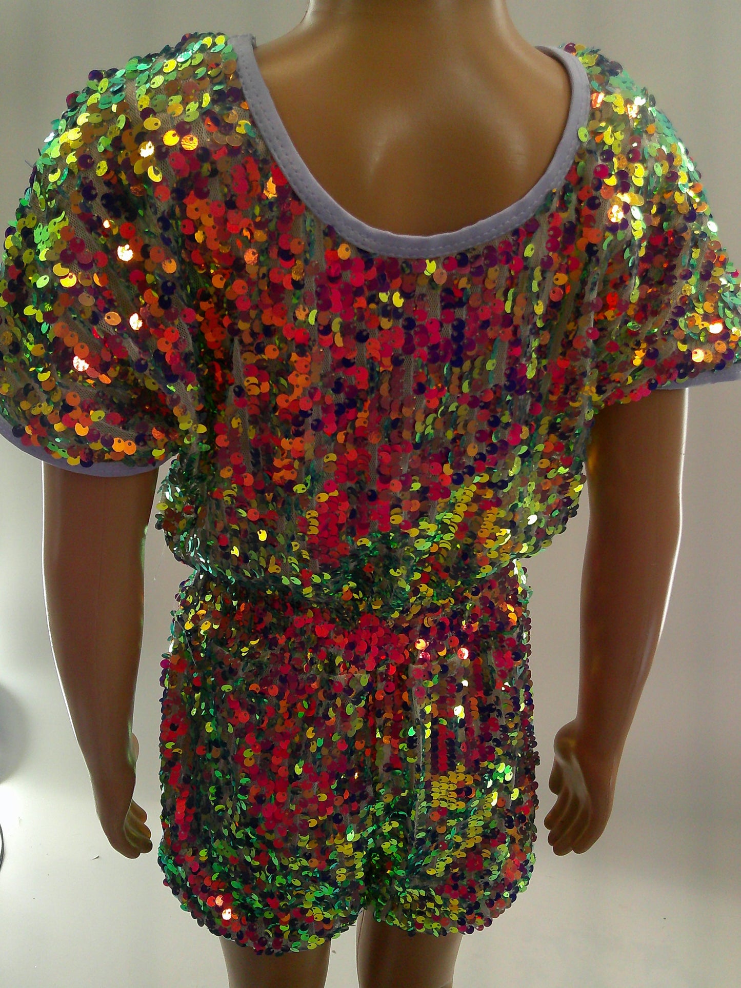 Pre-Owned Costume Intermediate Child Purple Sparkle Jazz Tap Clogging Musical Theater Romper Sequin Iridescent