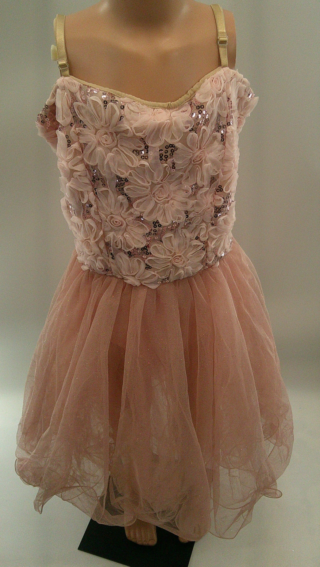 Pre-Owned Costume Large Child Pink Theatricals TH4029 Lyrical Contemporary Jazz Florals Dress Sequin