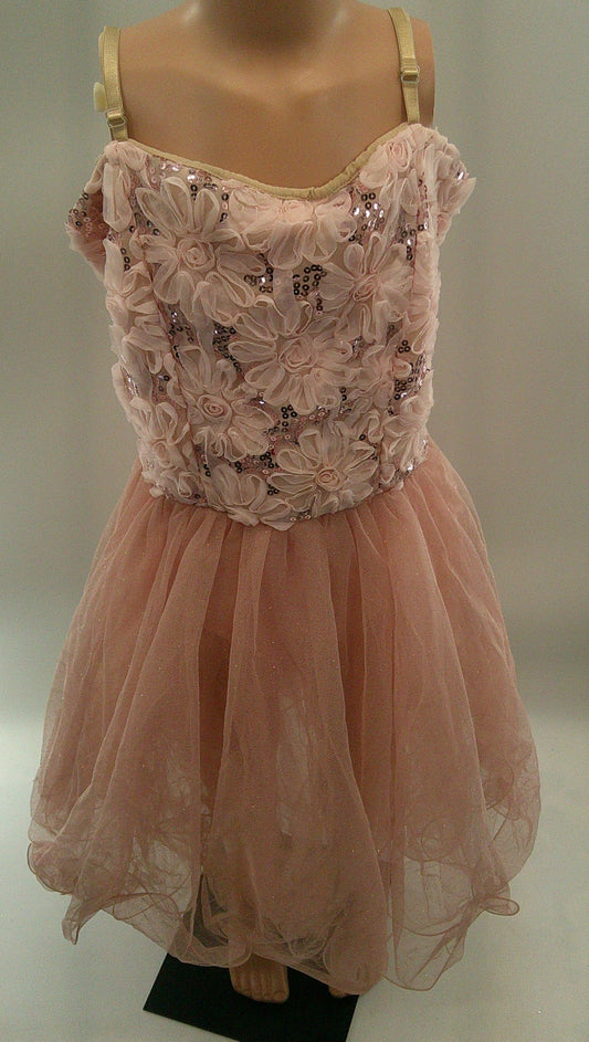 Pre-Owned Costume Large Child Pink Theatricals TH4029 Lyrical Contemporary Jazz Florals Dress Sequin
