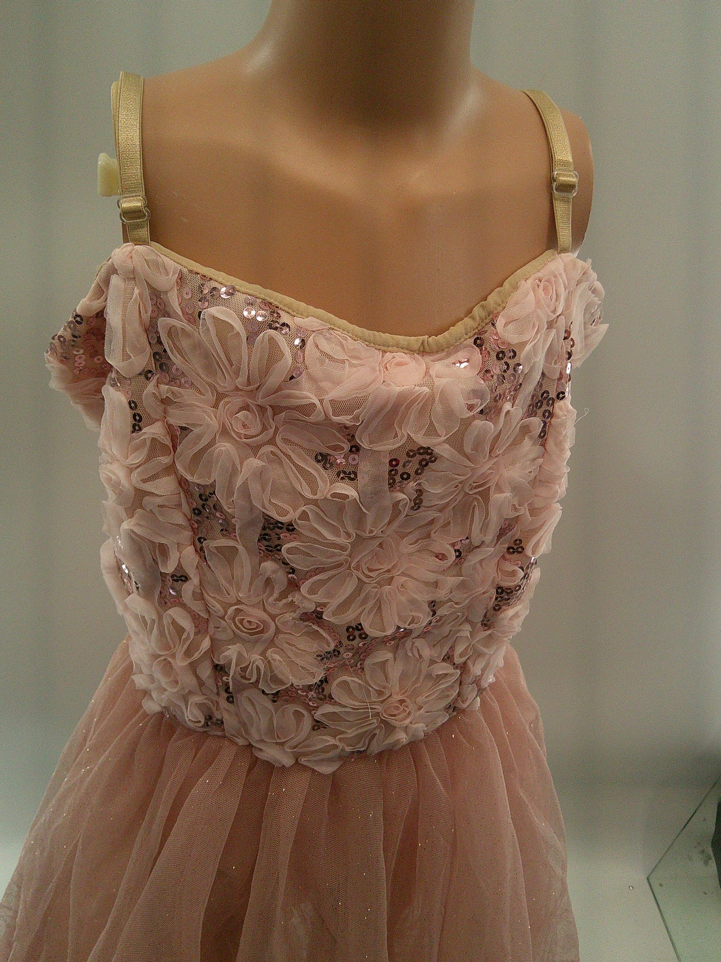 Pre-Owned Costume Large Child Pink Theatricals TH4029 Lyrical Contemporary Jazz Florals Dress Sequin