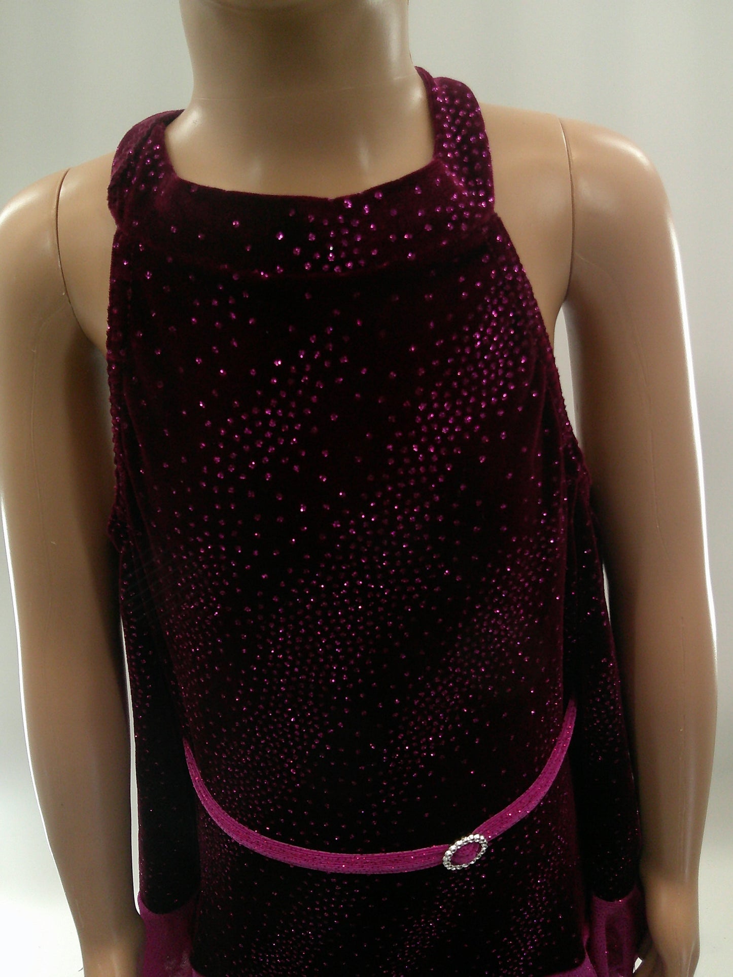 Pre-Owned Costume Large Child Magenta Costume Gallery Jazz Tap Clogging Disco Ruffles Glitter Cold Shoulder