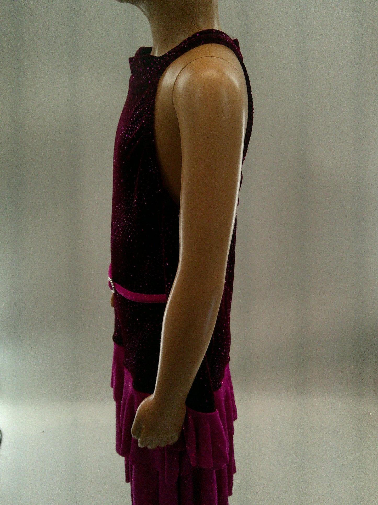 Pre-Owned Costume Large Child Magenta Costume Gallery Jazz Tap Clogging Disco Ruffles Glitter Cold Shoulder