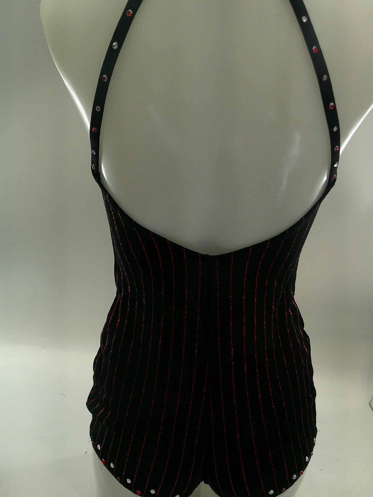 Pre-Owned Costume Kelle Vintage Small Adult Red Black Shortie unitard Jazz Tap Acro