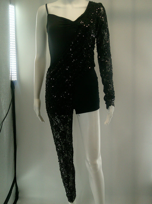 Pre-Owned Costume Gallery  20619 Large Child Black Unitard Jazz