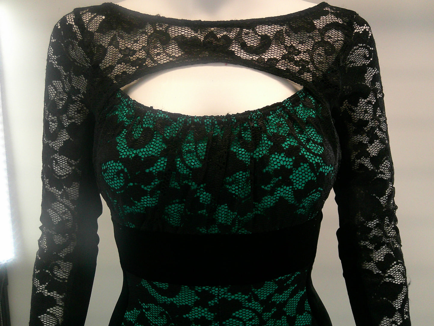 Pre-Owned Costume Small Adult Green A Wish Come True 18979 Jazz Contemporary Acro Lace Unitard Long Sleeve
