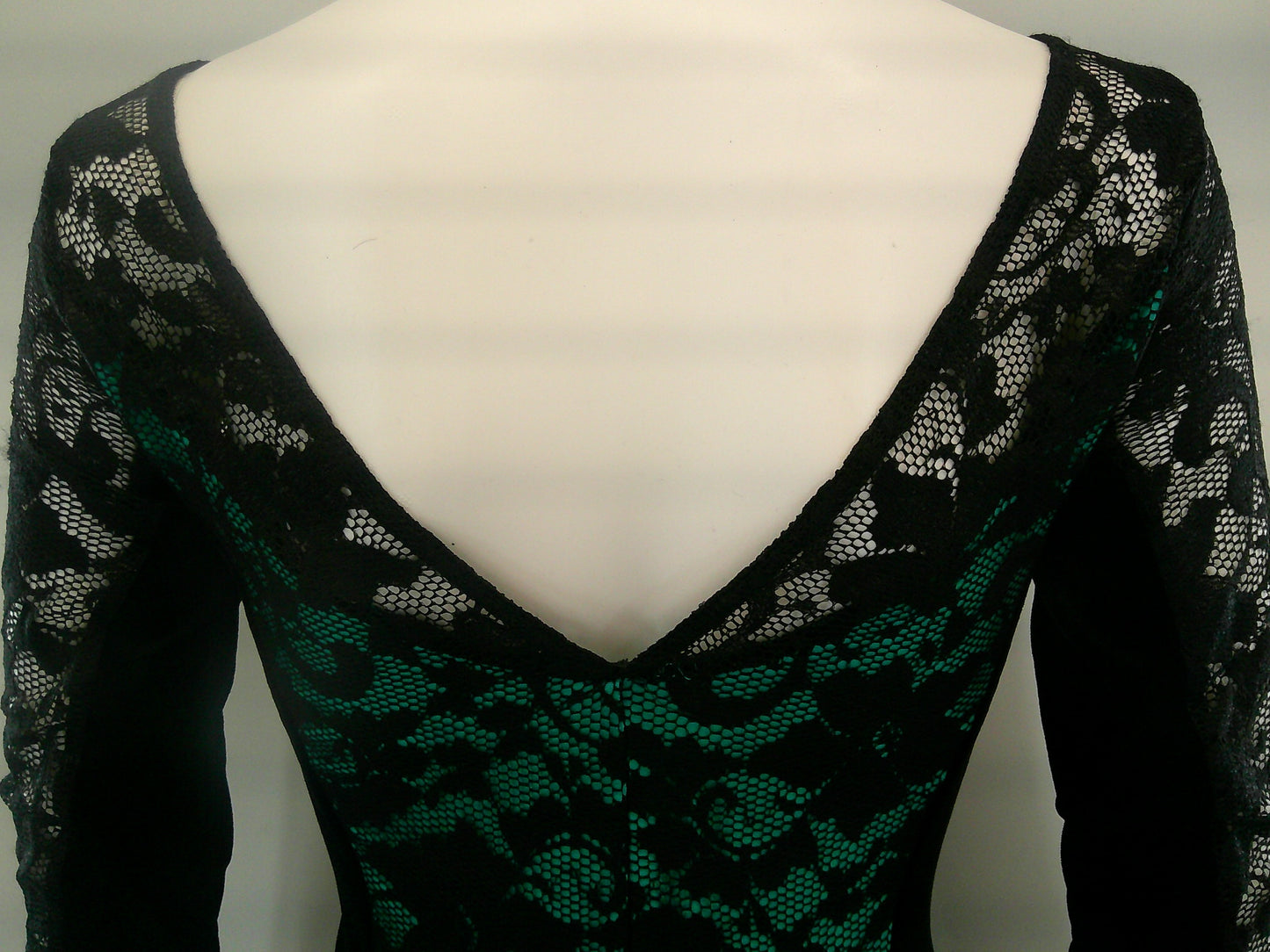 Pre-Owned Costume Small Adult Green A Wish Come True 18979 Jazz Contemporary Acro Lace Unitard Long Sleeve