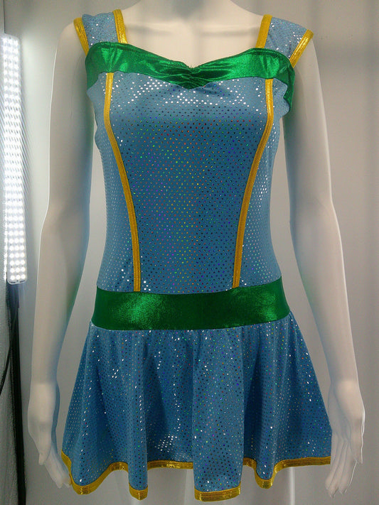 Pre-Owned Costume Large Adult Blue A Wish Come True D050 Jazz Tap Musical Theater Sequin Metallic Dress