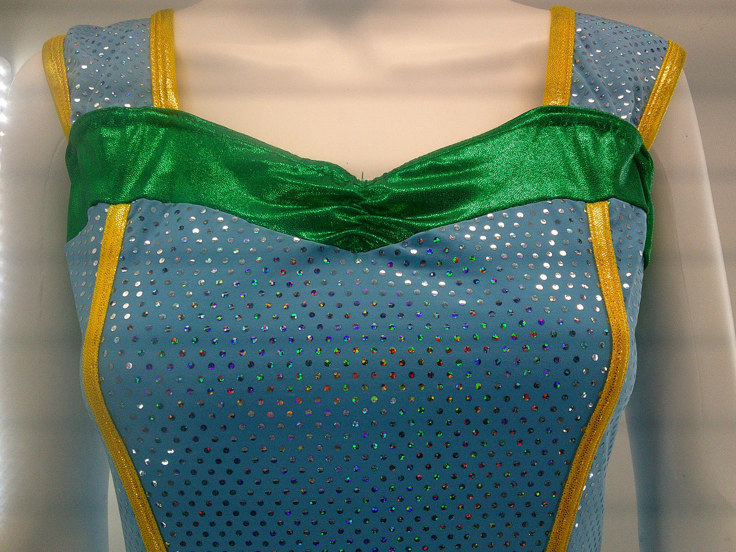 Pre-Owned Costume Large Adult Blue A Wish Come True D050 Jazz Tap Musical Theater Sequin Metallic Dress