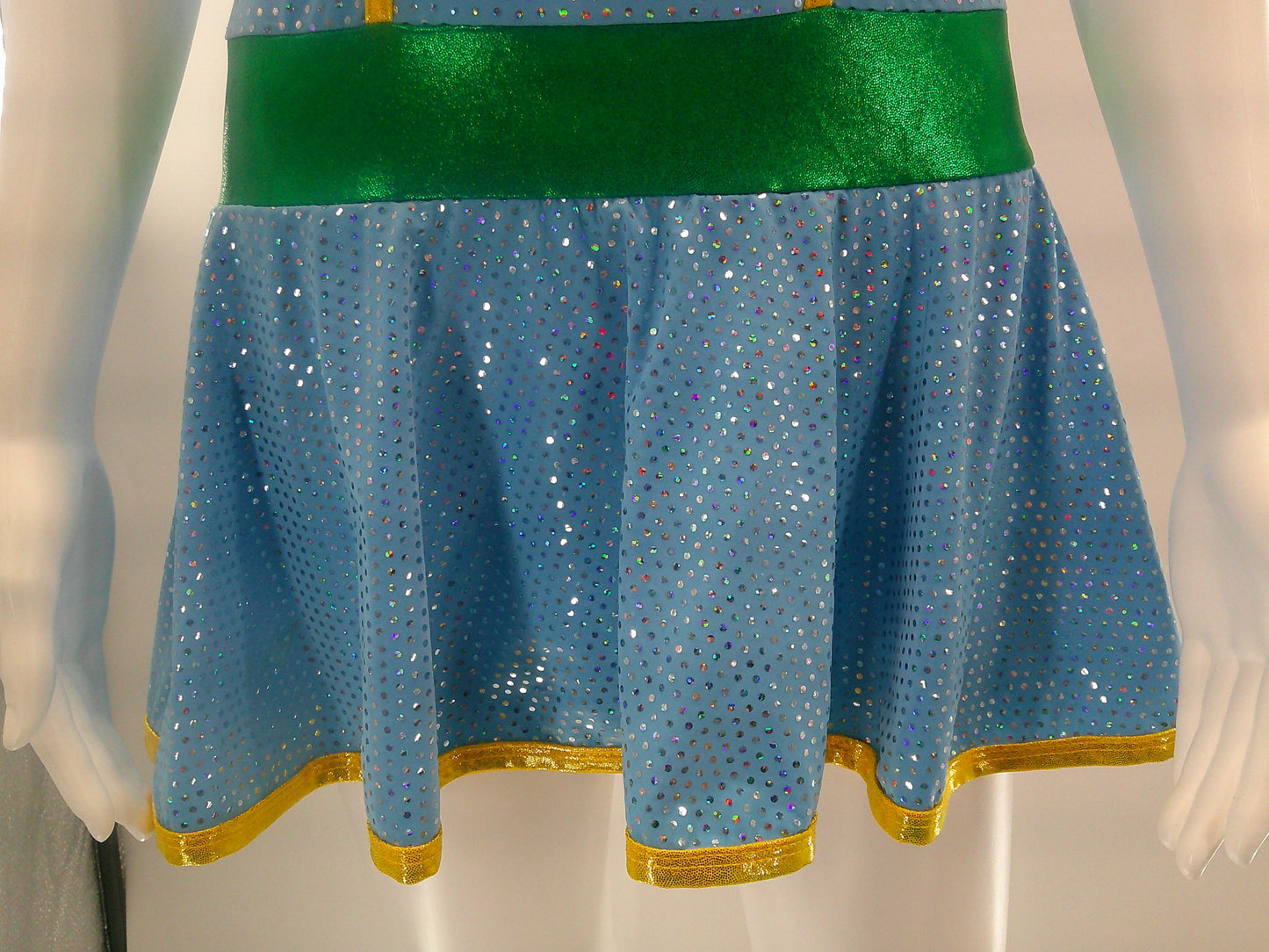 Pre-Owned Costume Large Adult Blue A Wish Come True D050 Jazz Tap Musical Theater Sequin Metallic Dress