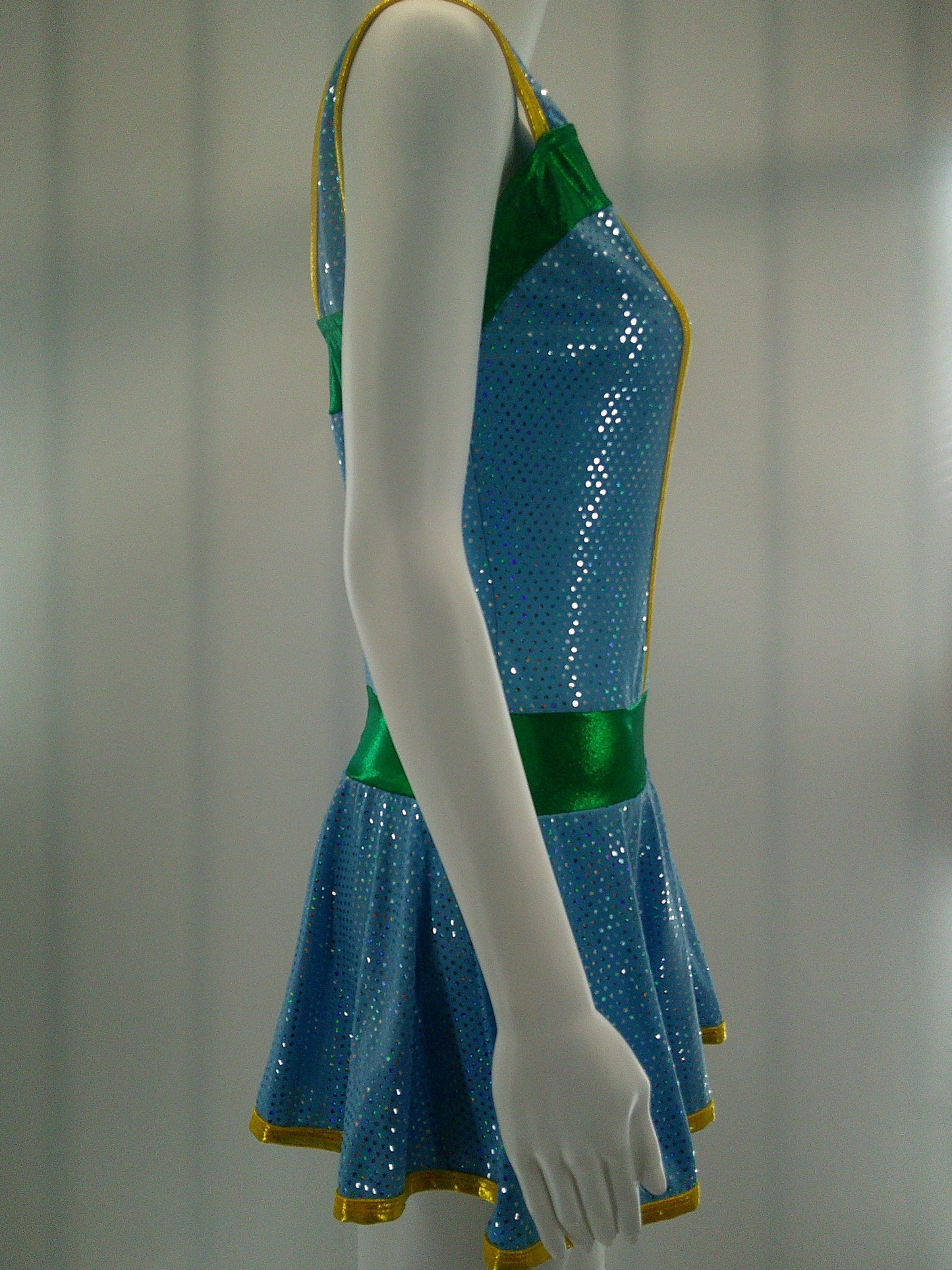 Pre-Owned Costume Large Adult Blue A Wish Come True D050 Jazz Tap Musical Theater Sequin Metallic Dress