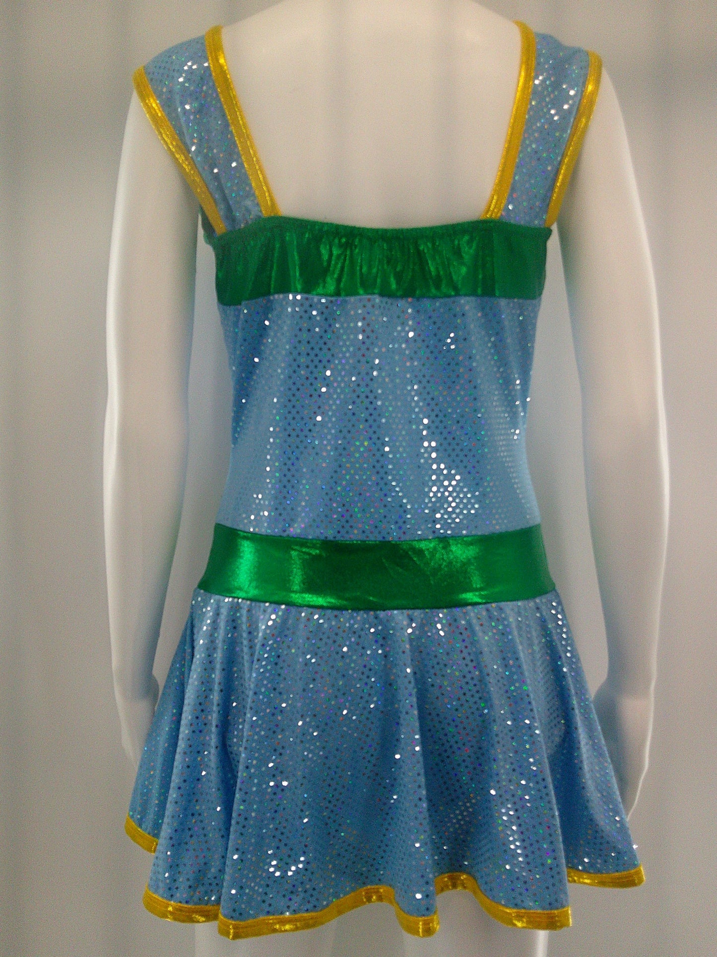 Pre-Owned Costume Large Adult Blue A Wish Come True D050 Jazz Tap Musical Theater Sequin Metallic Dress