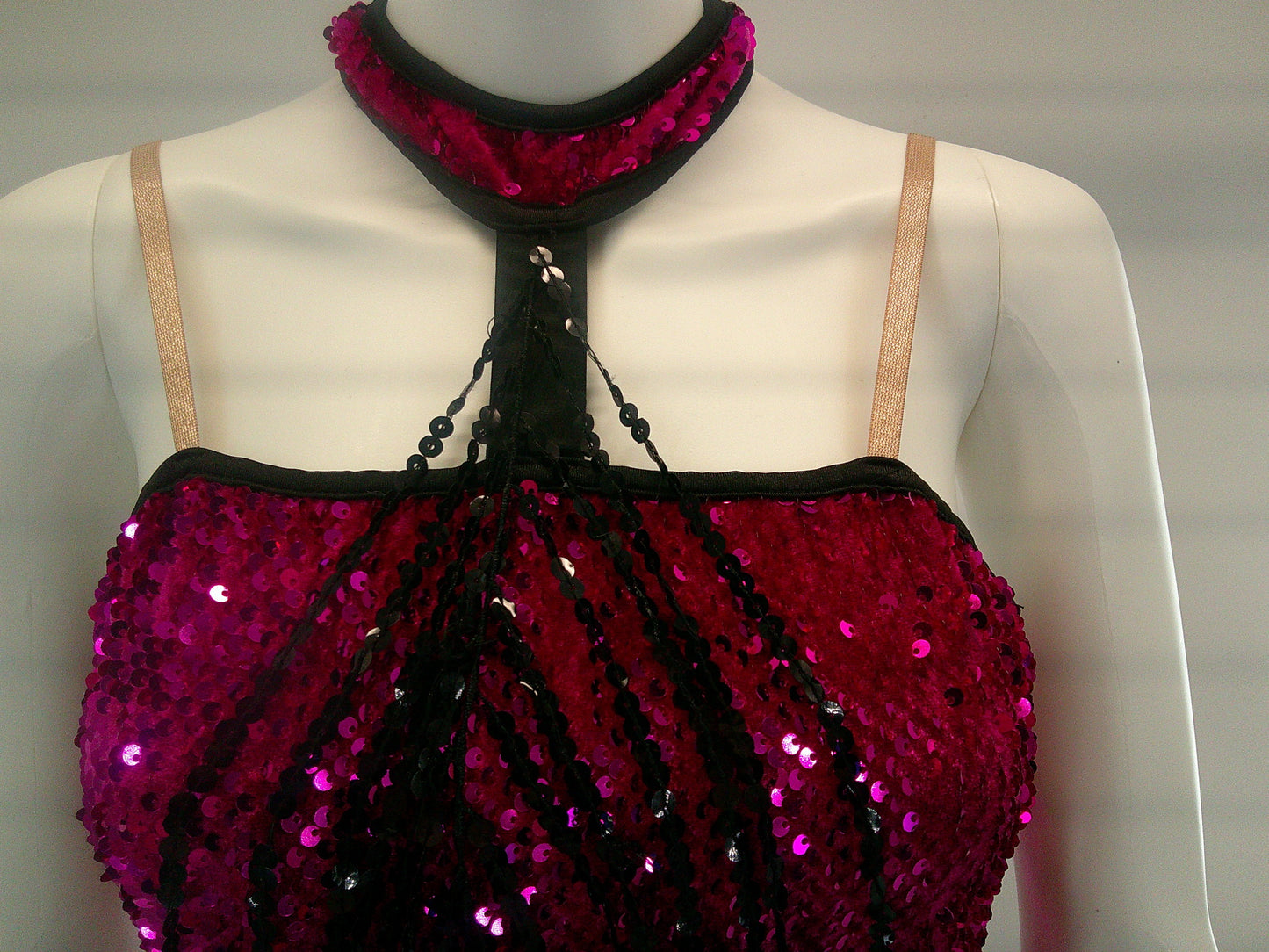Pre-Owned Costume Small Adult Pink Art Stone 0564 Jazz Tap Musical Theater Flapper Sequin Fringe Halter