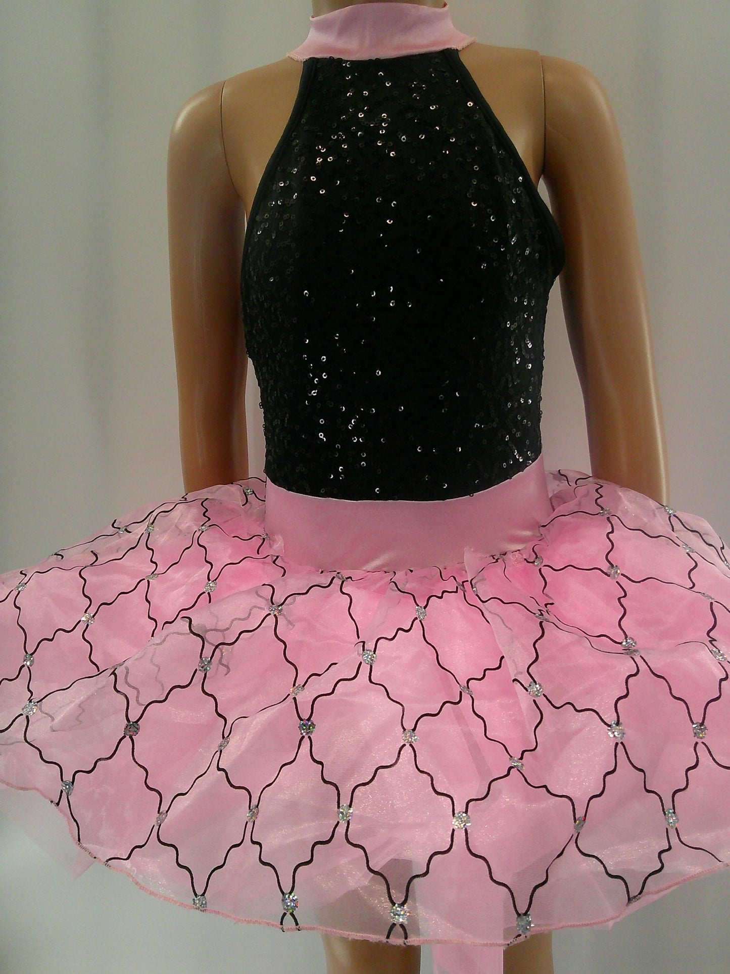 Pre-Owned Costume Small Child Pink Weissman 8159 Tap Ballet Jazz Musical Theater Glitter Dress Sequin