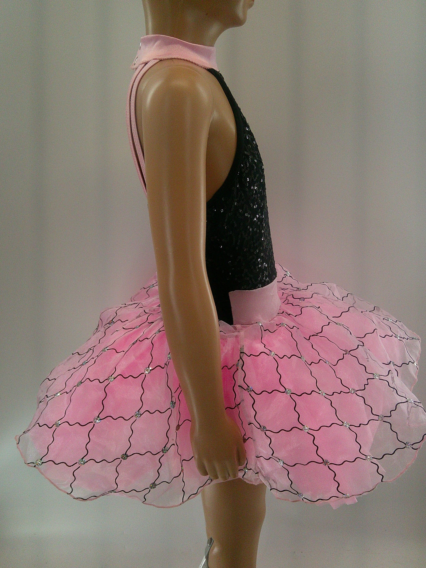Pre-Owned Costume Small Child Pink Weissman 8159 Tap Ballet Jazz Musical Theater Glitter Dress Sequin