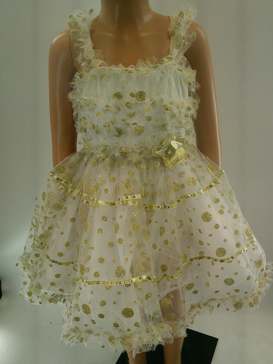 Pre-Owned Costume Intermediate Child Gold Weissman 6229 Tap Jazz Ballet Pageant Dots Tutu Sparkle