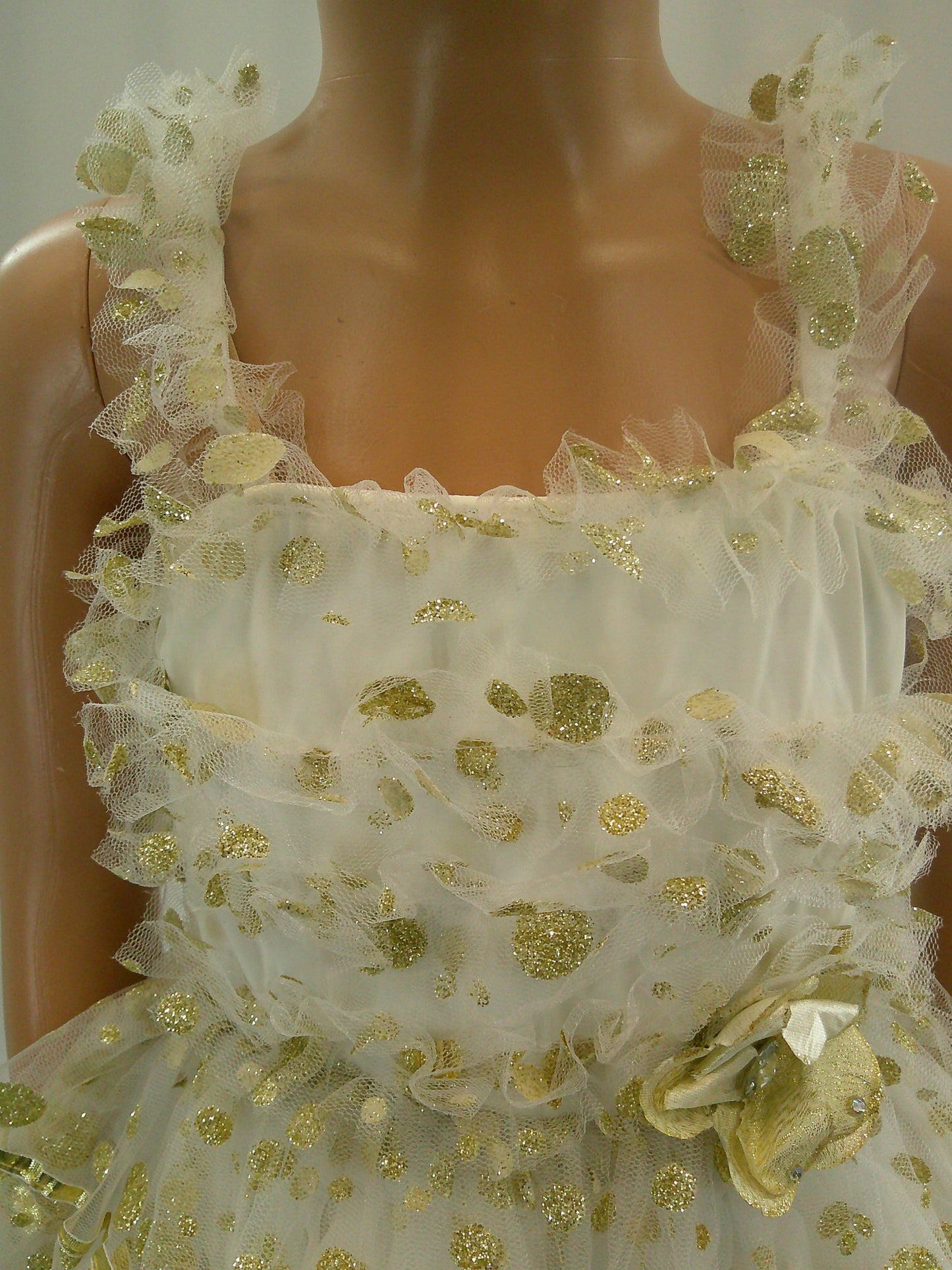 Pre-Owned Costume Intermediate Child Gold Weissman 6229 Tap Jazz Ballet Pageant Dots Tutu Sparkle