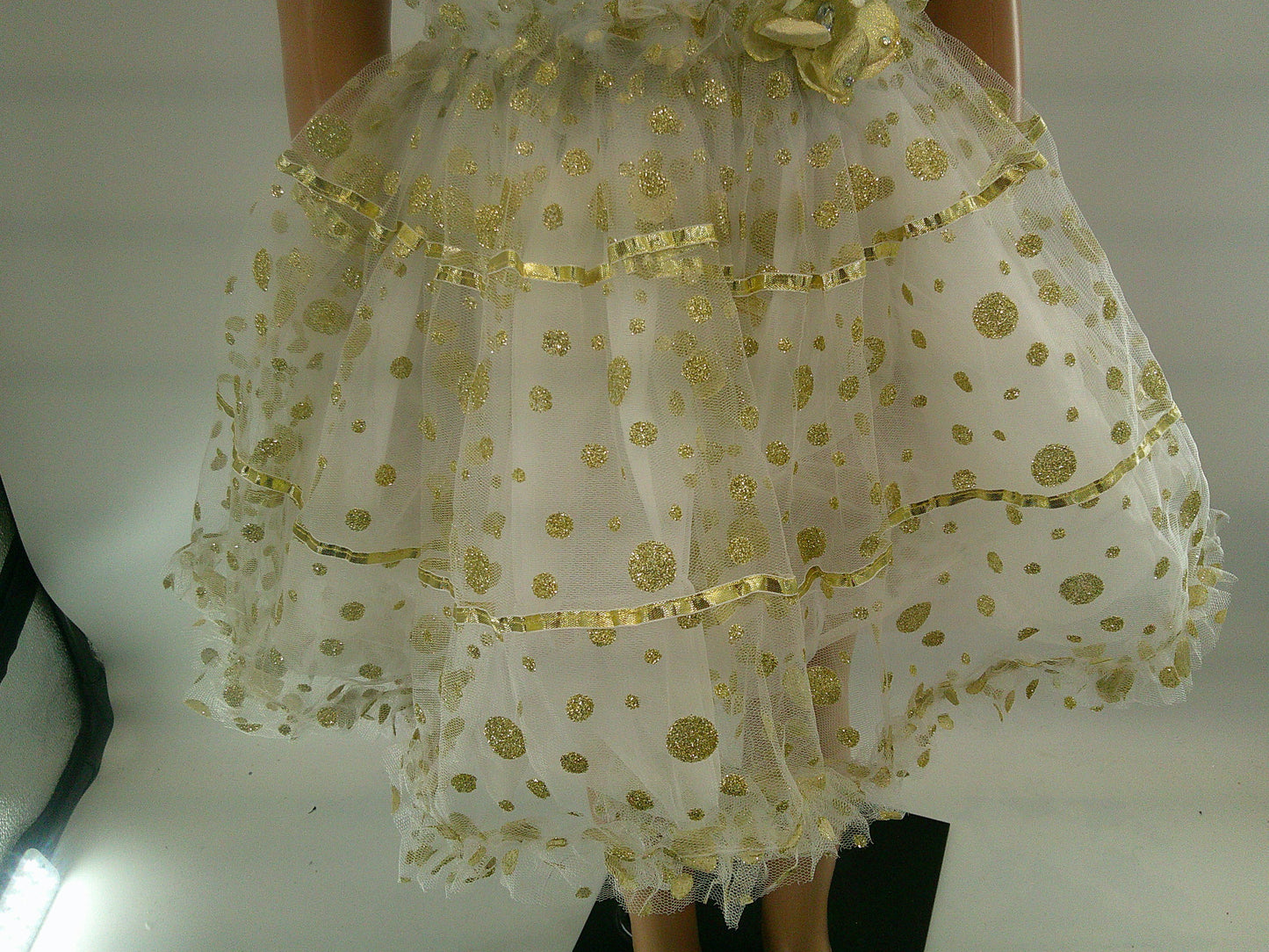 Pre-Owned Costume Intermediate Child Gold Weissman 6229 Tap Jazz Ballet Pageant Dots Tutu Sparkle