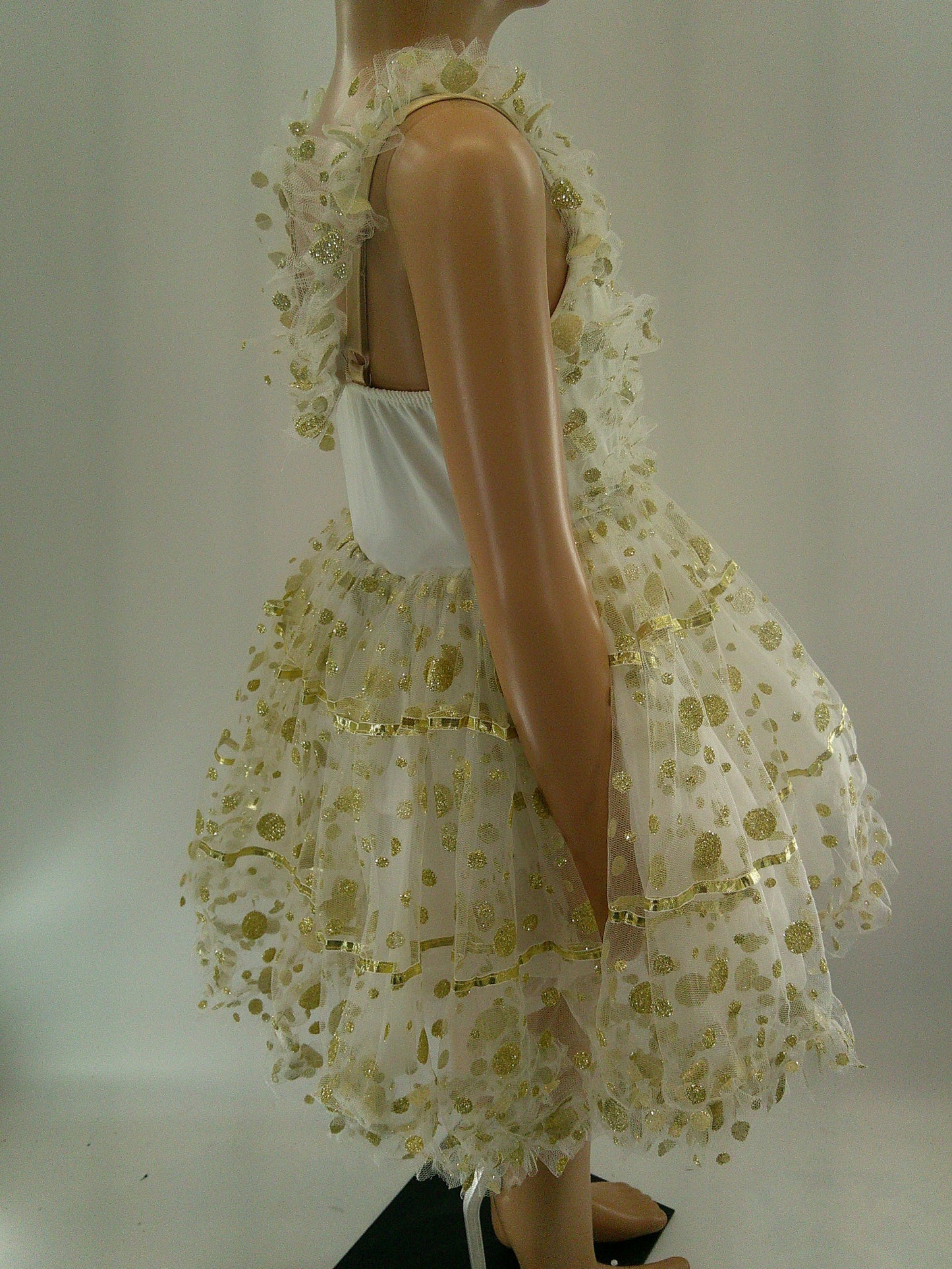 Pre-Owned Costume Intermediate Child Gold Weissman 6229 Tap Jazz Ballet Pageant Dots Tutu Sparkle