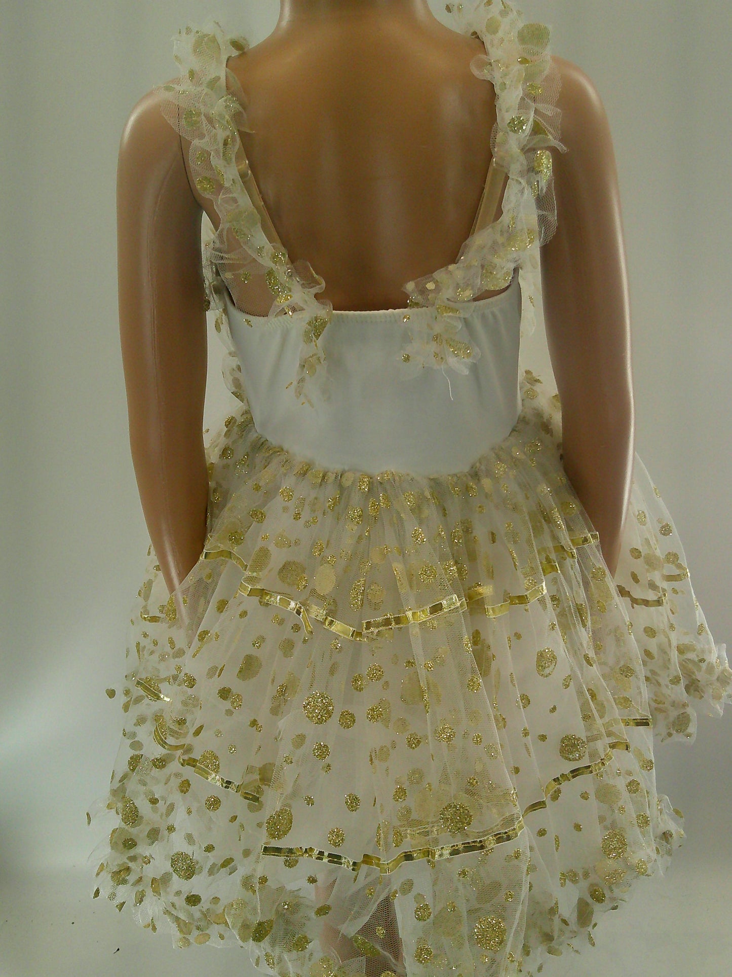 Pre-Owned Costume Intermediate Child Gold Weissman 6229 Tap Jazz Ballet Pageant Dots Tutu Sparkle