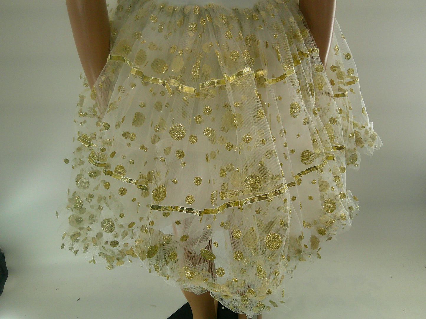 Pre-Owned Costume Intermediate Child Gold Weissman 6229 Tap Jazz Ballet Pageant Dots Tutu Sparkle