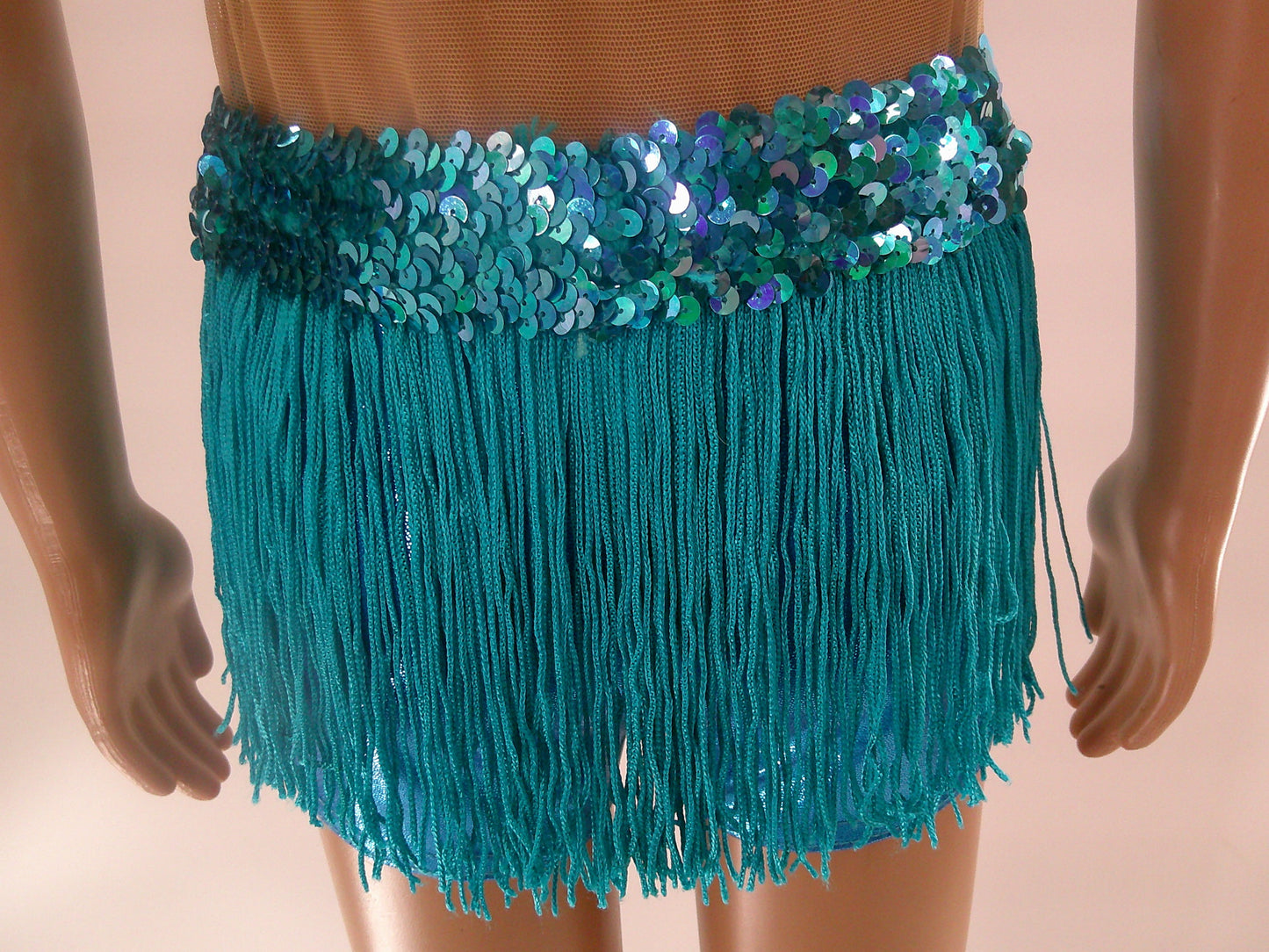 Pre-Owned Costume Small Child Turquoise A Wish Come True 12719 Jazz Tap Musical Theater Fringe Flower Biketard