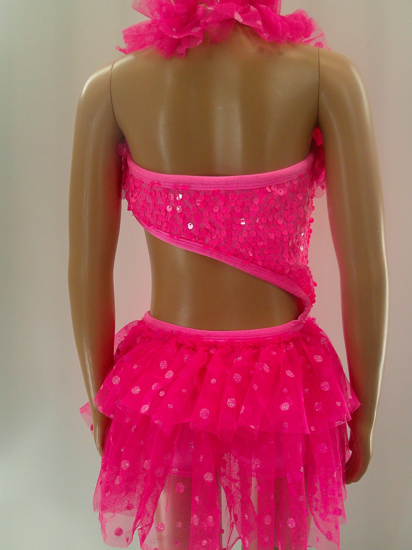 Pre-Owned Costume Small Child Hot Pink Wish Come True S074 Jazz Tap Clogging Musical Theater Sequin