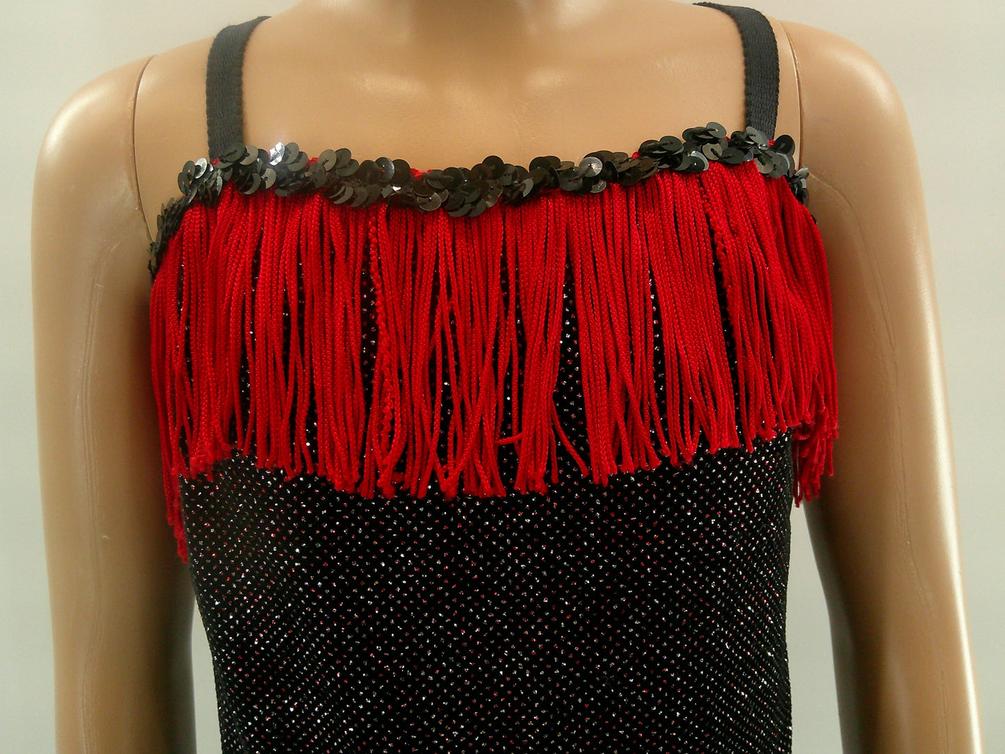 Pre-Owned Costume Medium Child Red A Wish Come True V629N Jazz Tap Clogging Fringe Velvet Glitter