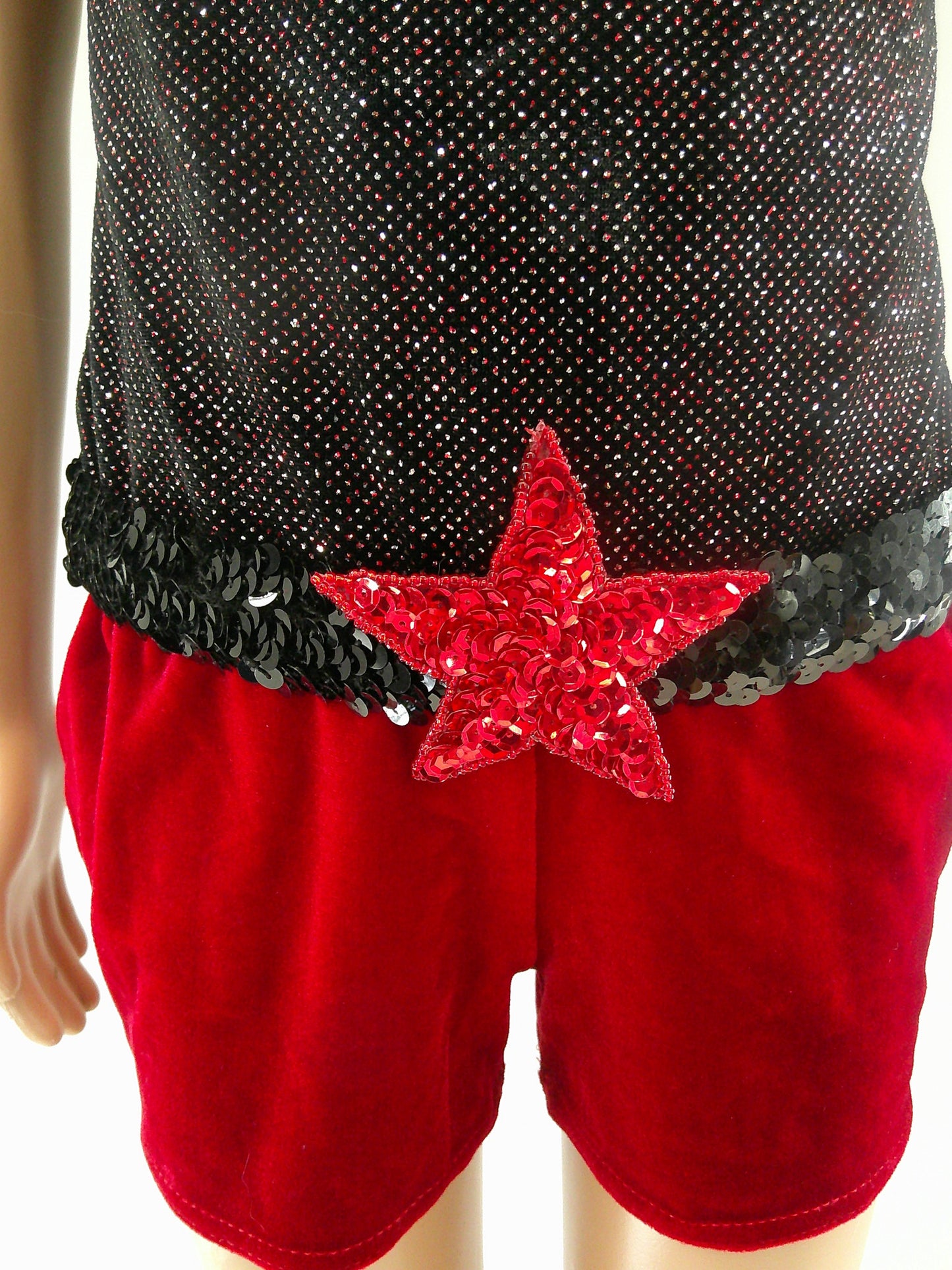 Pre-Owned Costume Medium Child Red A Wish Come True V629N Jazz Tap Clogging Fringe Velvet Glitter