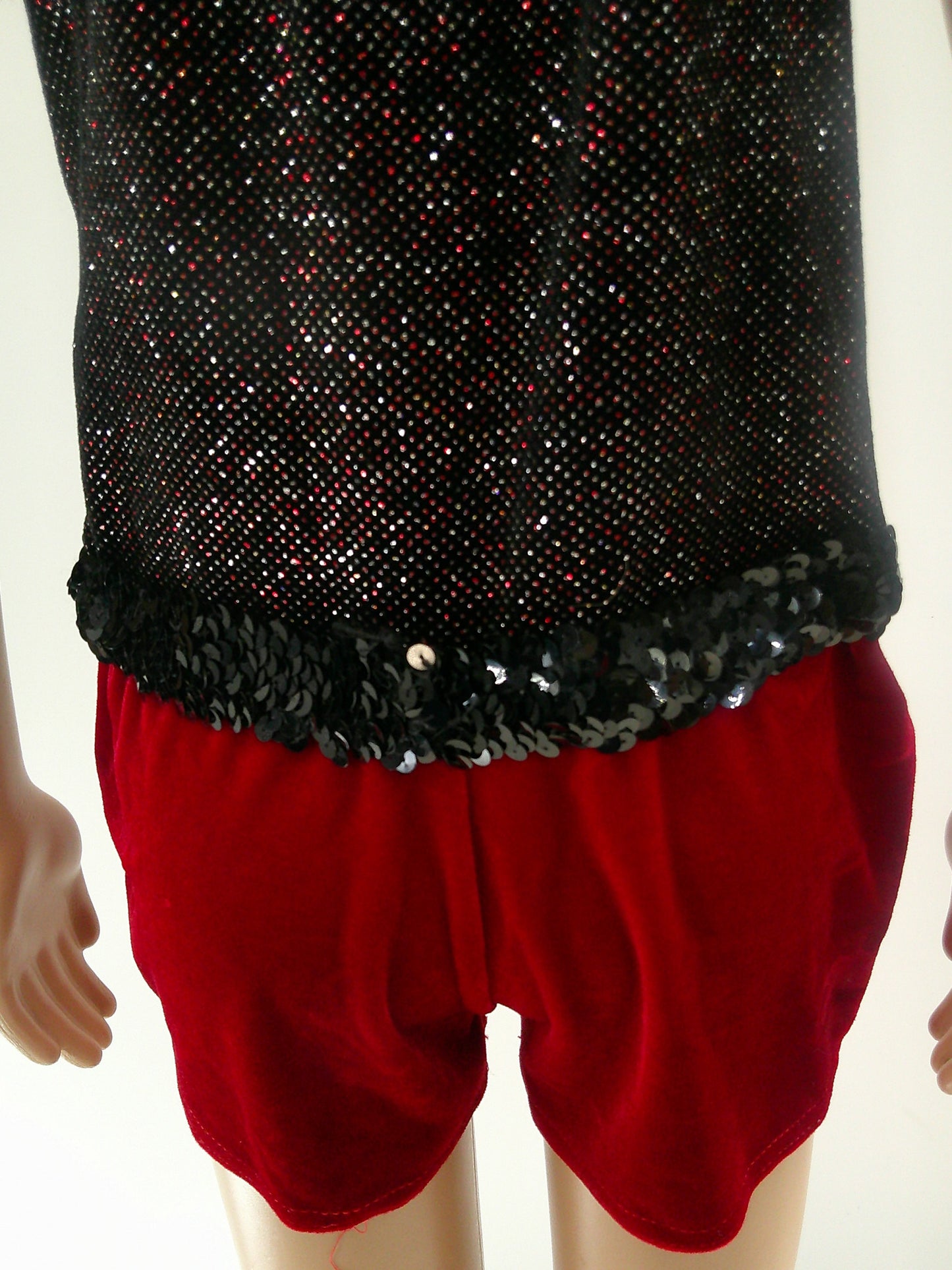 Pre-Owned Costume Medium Child Red A Wish Come True V629N Jazz Tap Clogging Fringe Velvet Glitter