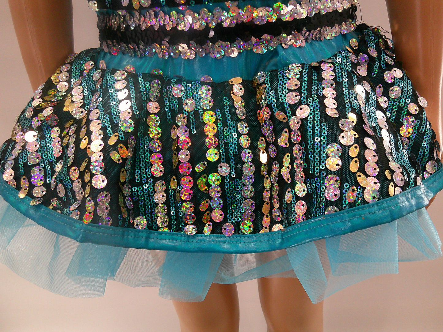 Pre-Owned Costume Medium Child Blue A Wish Come True 19265 Jazz Tap Clogging Musical Theater Dress Sequin