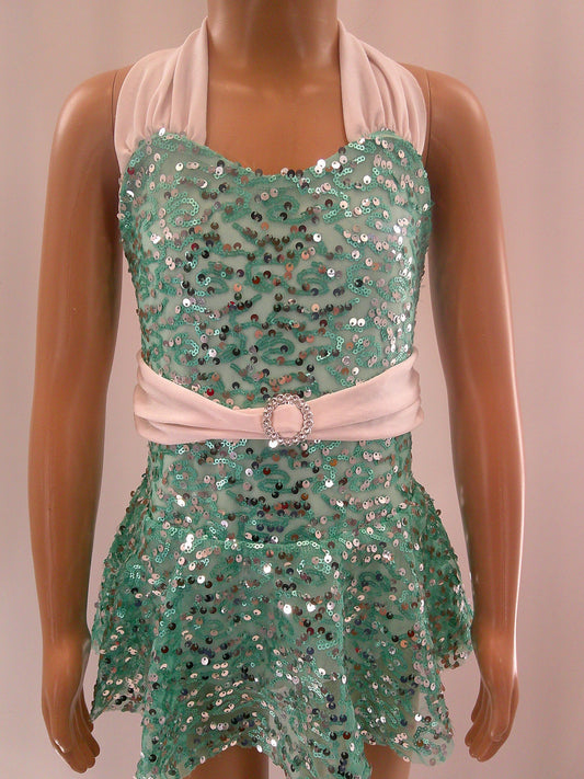 Pre-Owned Costume Small Child Teal Costume Gallery 18312 Jazz Tap Clogging Musical Theater Sequin Dress