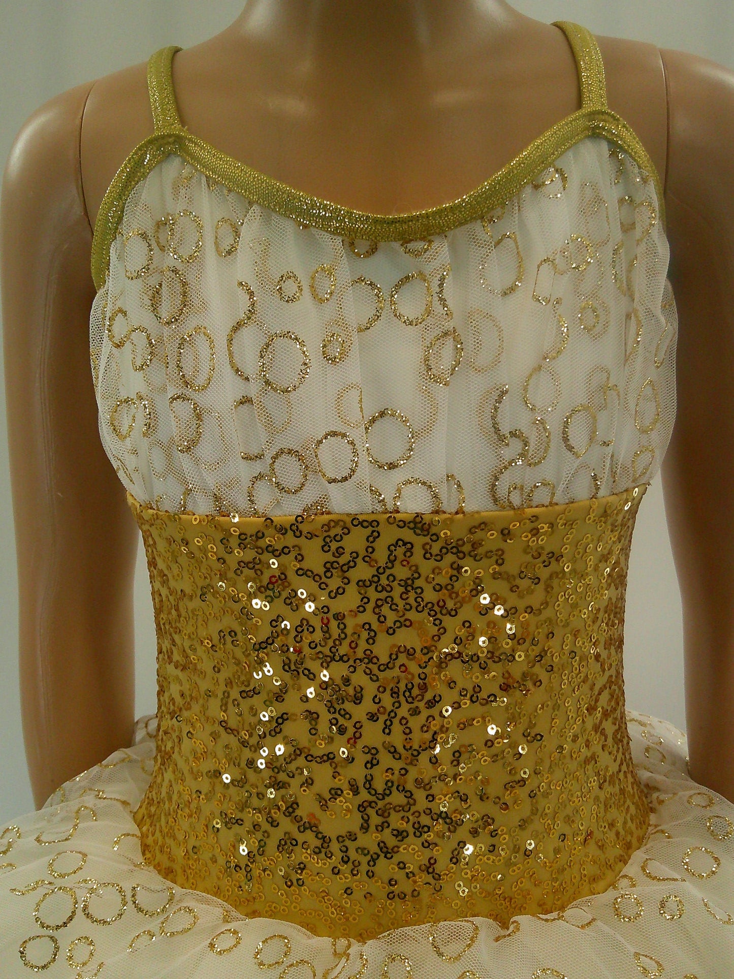 Pre-Owned Costume Tap Small Child Gold Weissman 4978 Tutu Sequin Sparkly Ballet Jazz