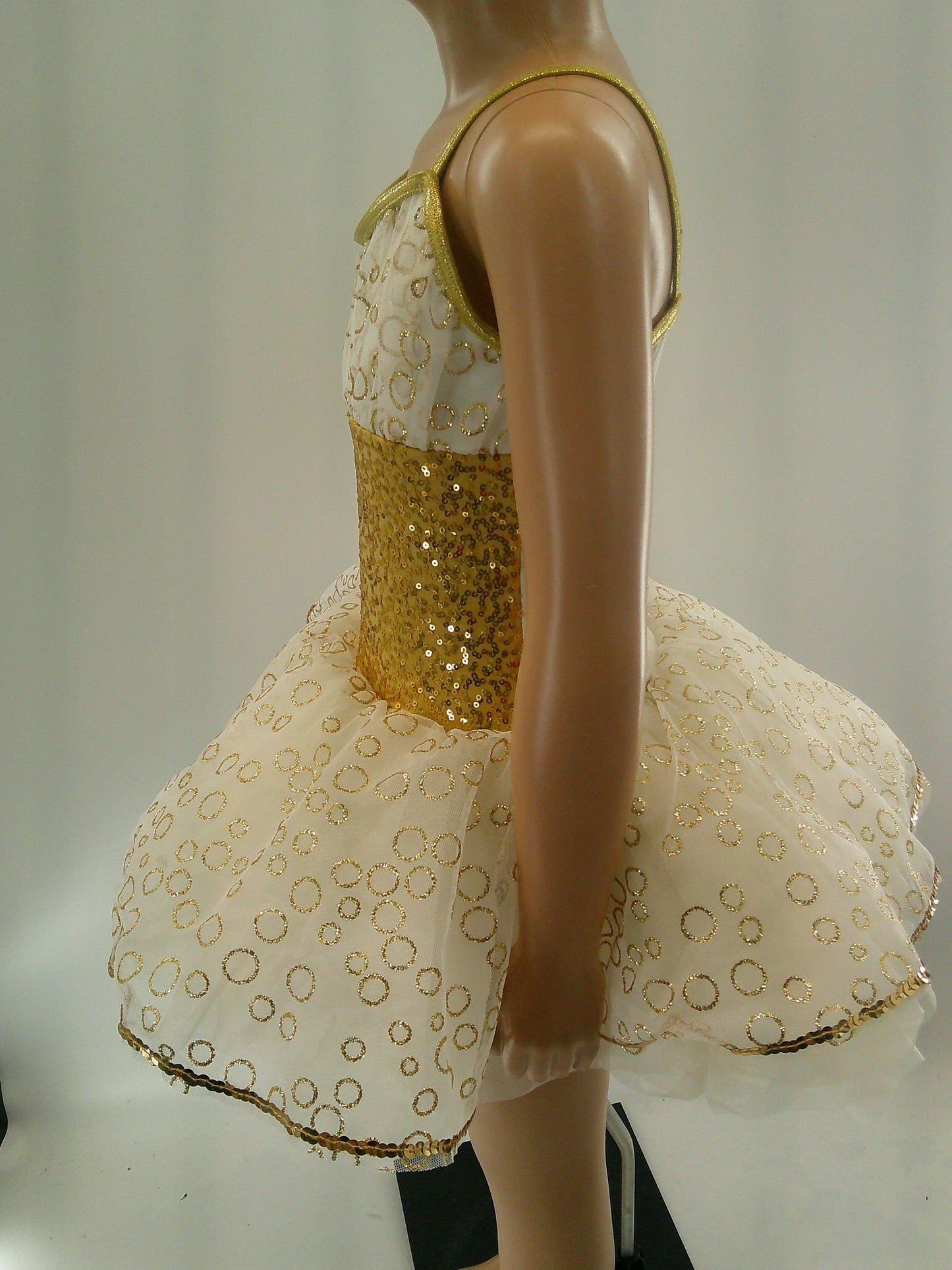 Pre-Owned Costume Tap Small Child Gold Weissman 4978 Tutu Sequin Sparkly Ballet Jazz