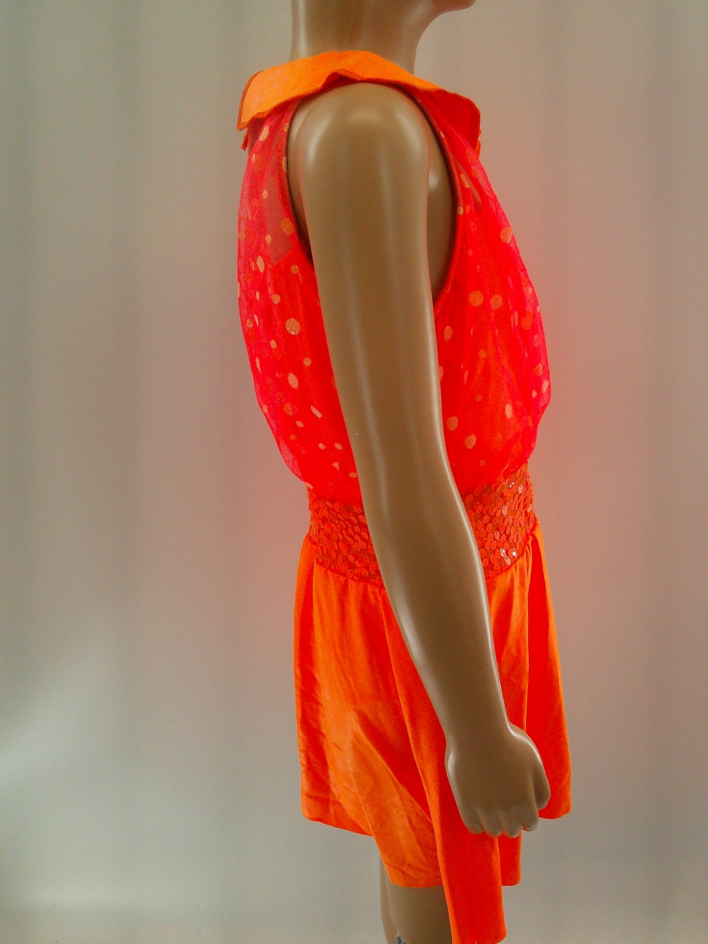 Pre-Owned Costume Medium Child Orange A Wish Come True 14292 Jazz Tap Clogging Musical Theater Polka Dot Dress Glitter