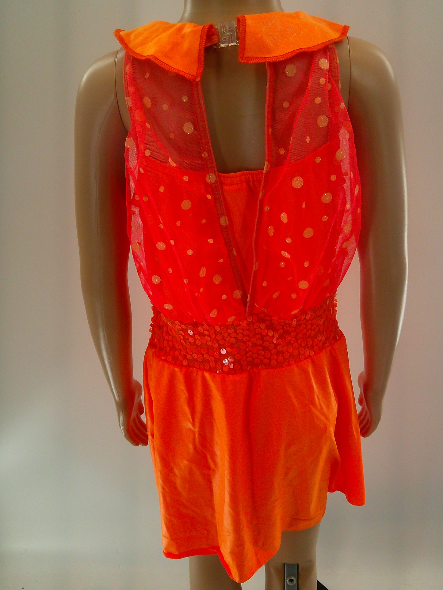 Pre-Owned Costume Medium Child Orange A Wish Come True 14292 Jazz Tap Clogging Musical Theater Polka Dot Dress Glitter