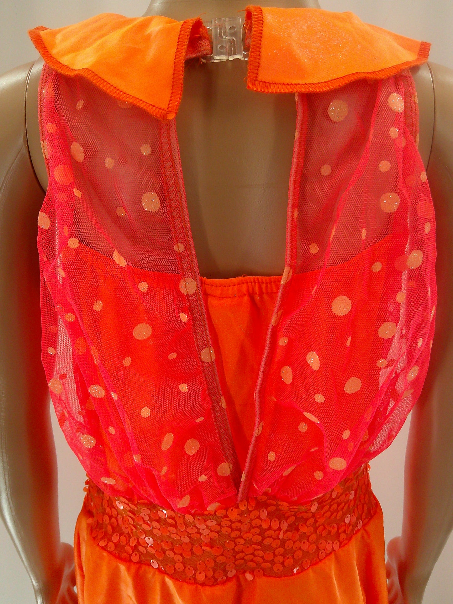 Pre-Owned Costume Medium Child Orange A Wish Come True 14292 Jazz Tap Clogging Musical Theater Polka Dot Dress Glitter