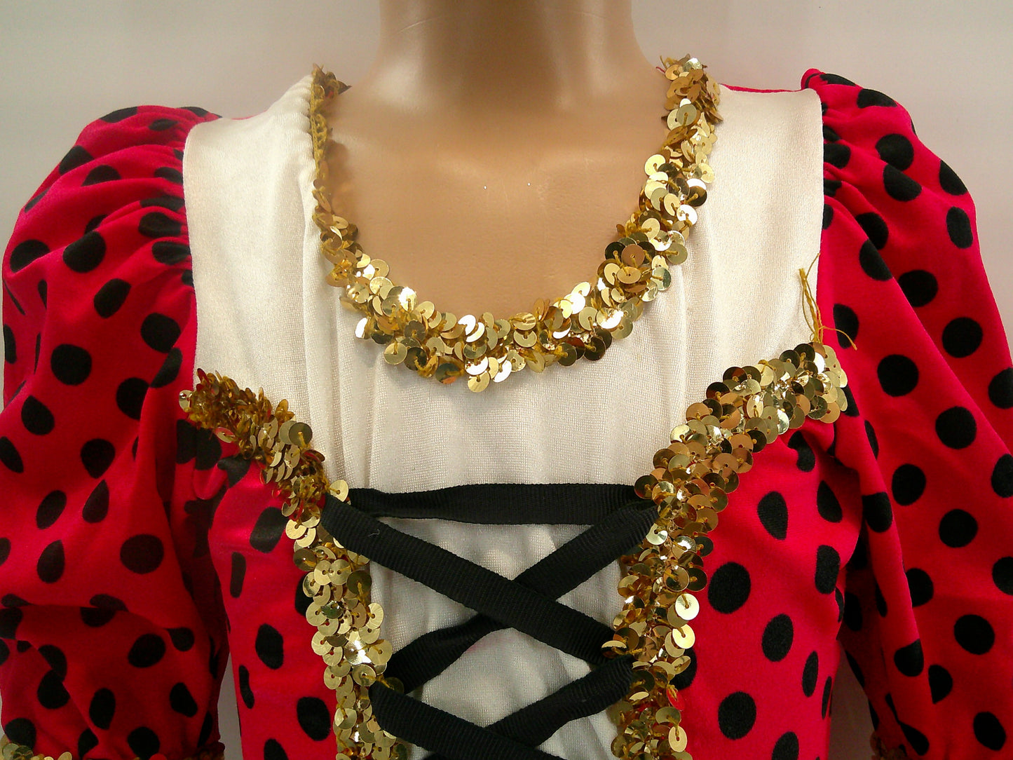 Pre-Owned Costume medium Child Red Costume Gallery Jazz Tap Musical Theater Polka Dots Sequin