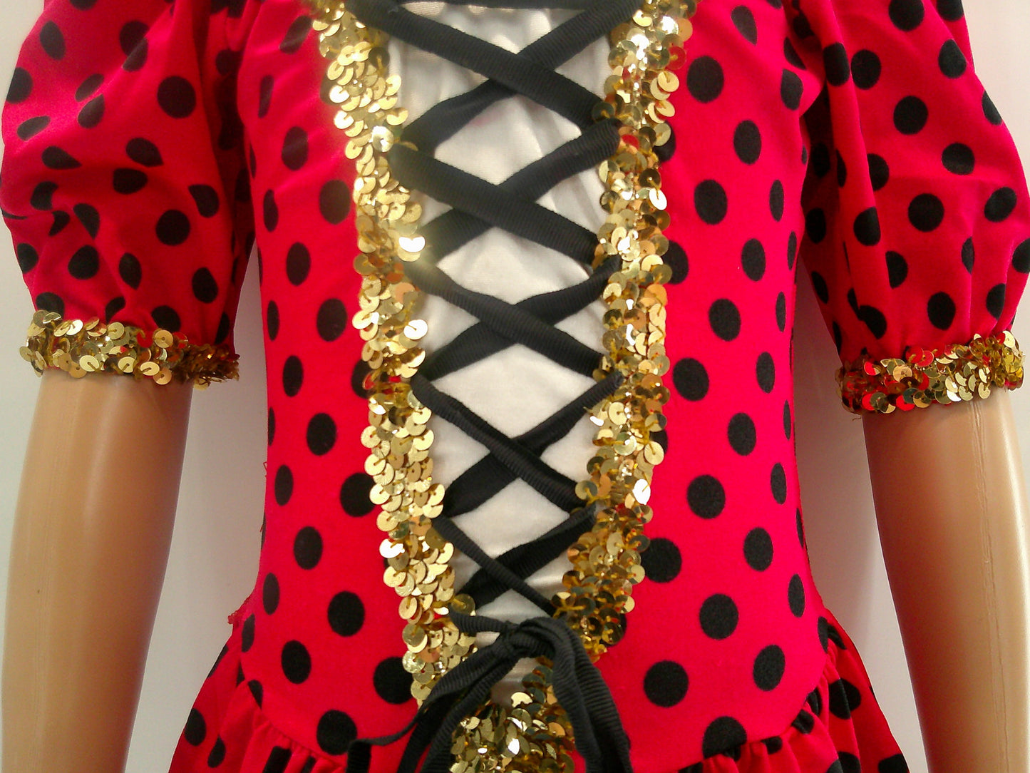 Pre-Owned Costume medium Child Red Costume Gallery Jazz Tap Musical Theater Polka Dots Sequin