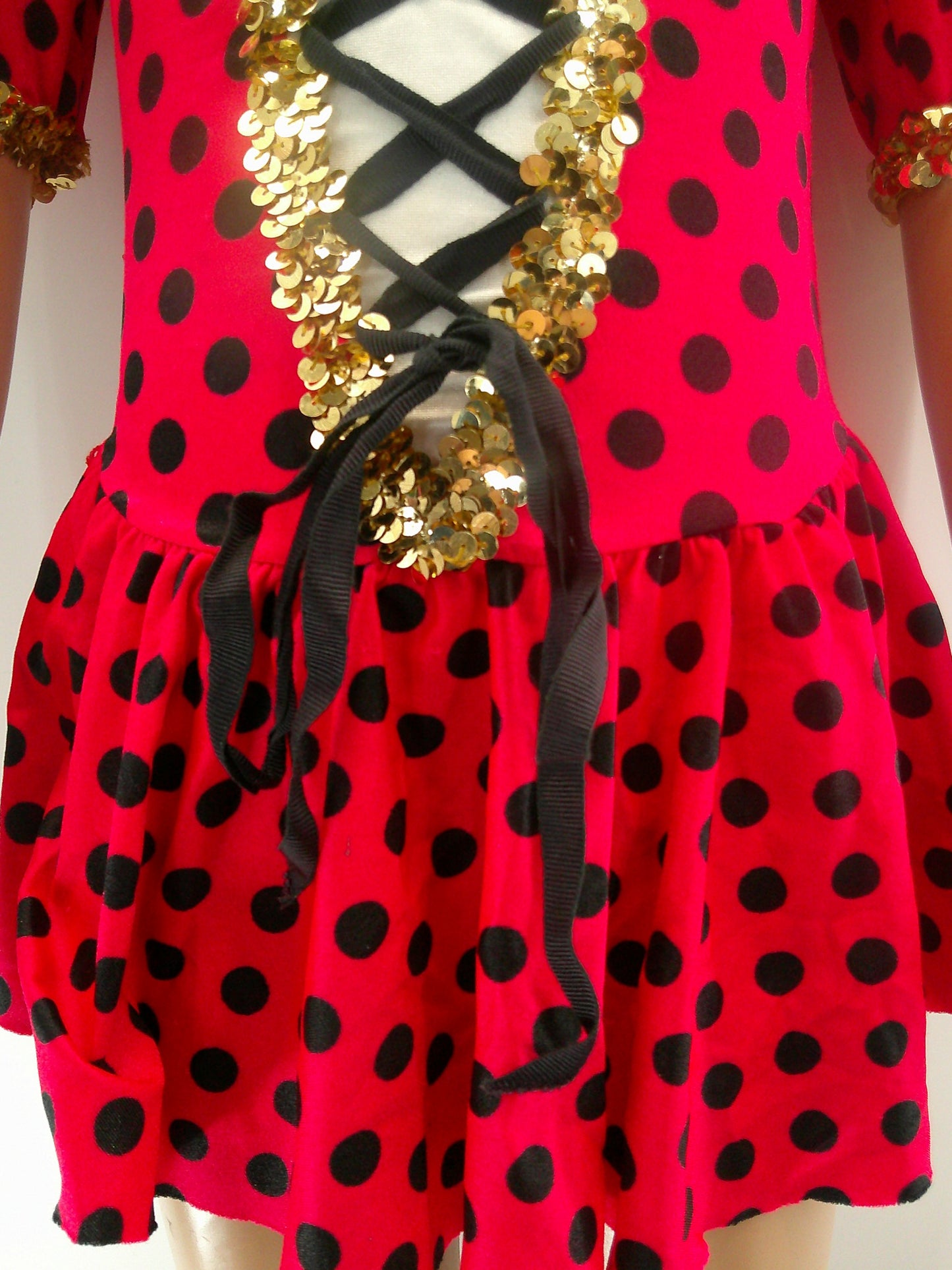 Pre-Owned Costume medium Child Red Costume Gallery Jazz Tap Musical Theater Polka Dots Sequin