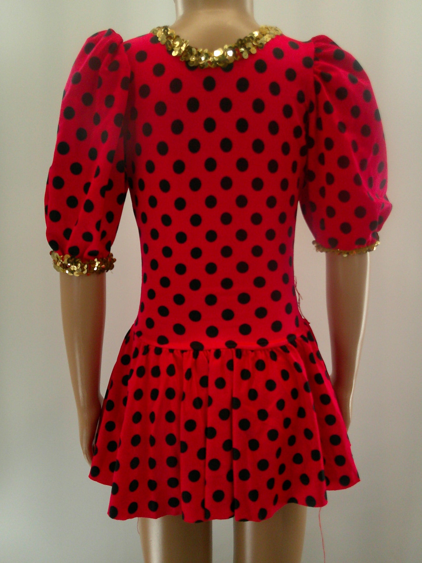 Pre-Owned Costume medium Child Red Costume Gallery Jazz Tap Musical Theater Polka Dots Sequin
