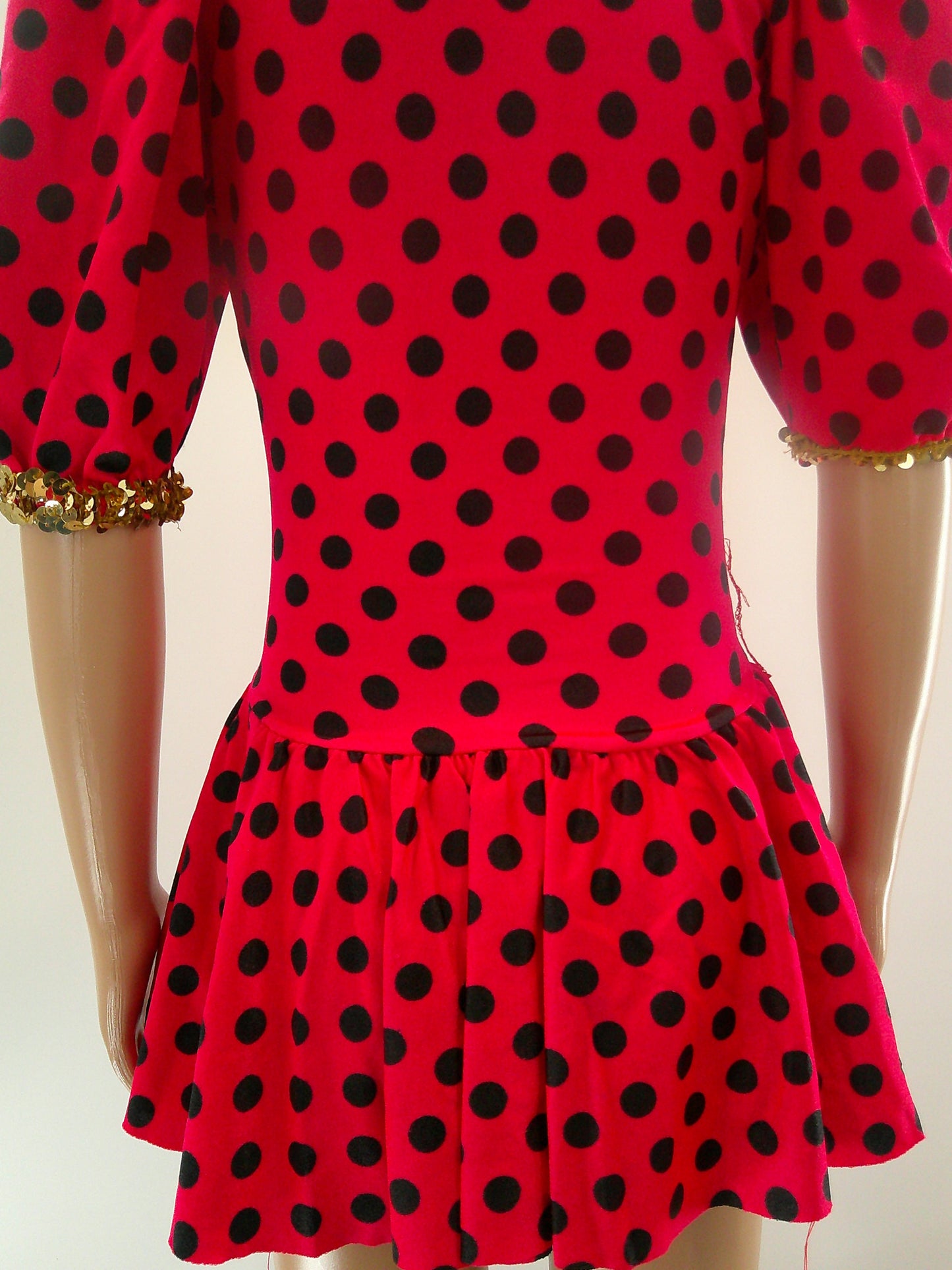 Pre-Owned Costume medium Child Red Costume Gallery Jazz Tap Musical Theater Polka Dots Sequin