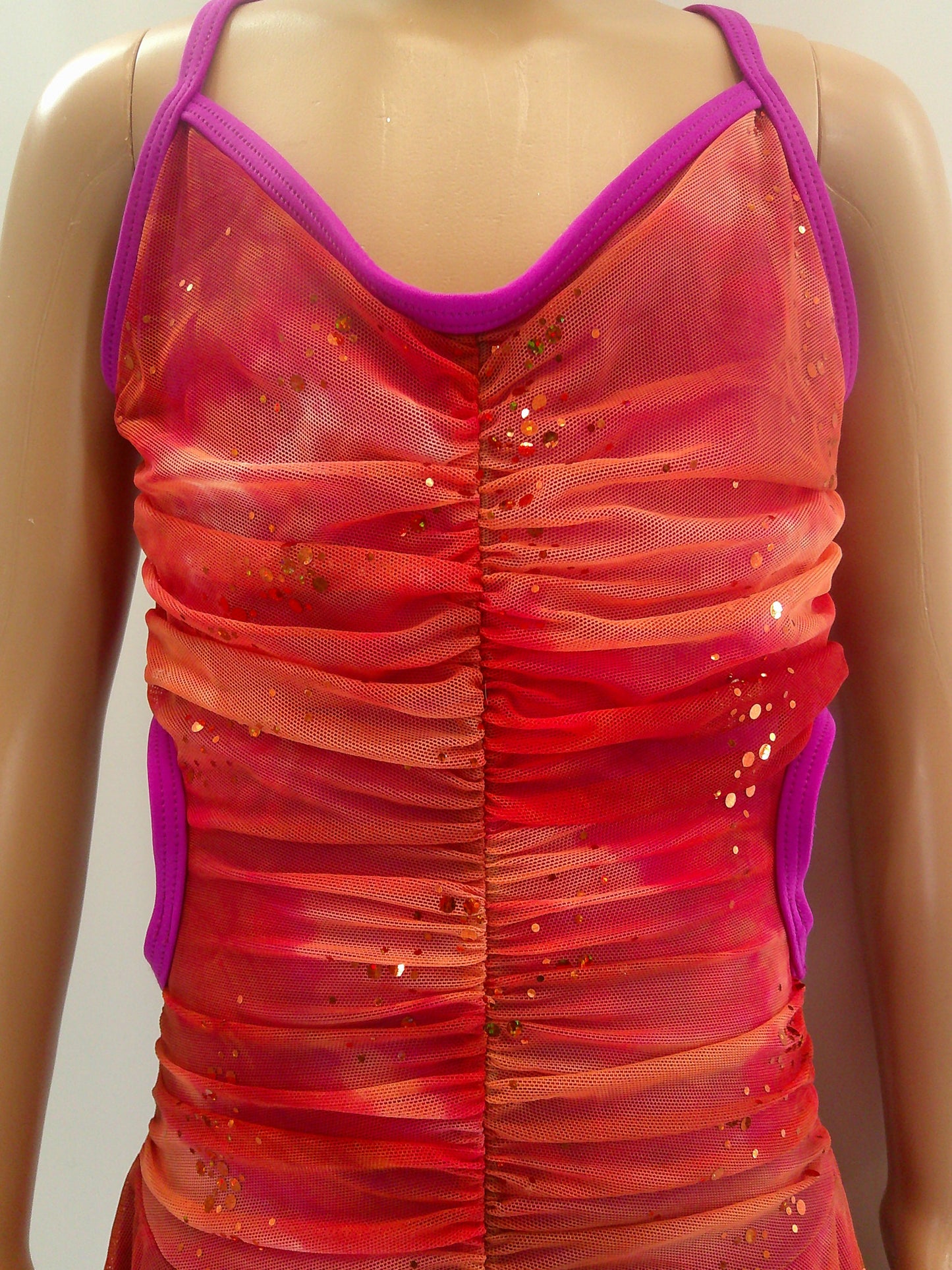 Pre-Owned Costume Medium Child Orange Weissman 4793 Jazz Lyrical Handkerchief Skirt Open Back