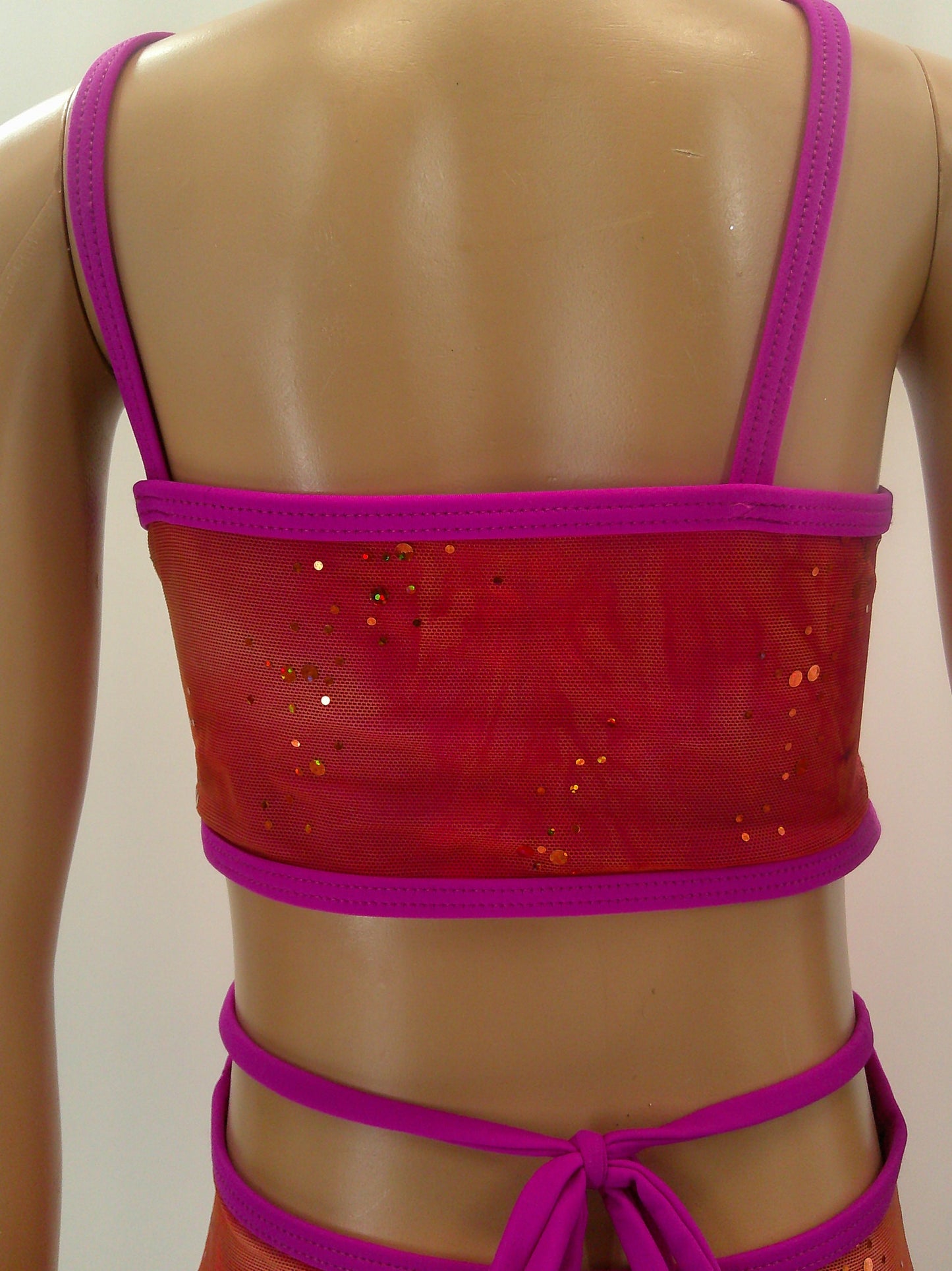 Pre-Owned Costume Medium Child Orange Weissman 4793 Jazz Lyrical Handkerchief Skirt Open Back