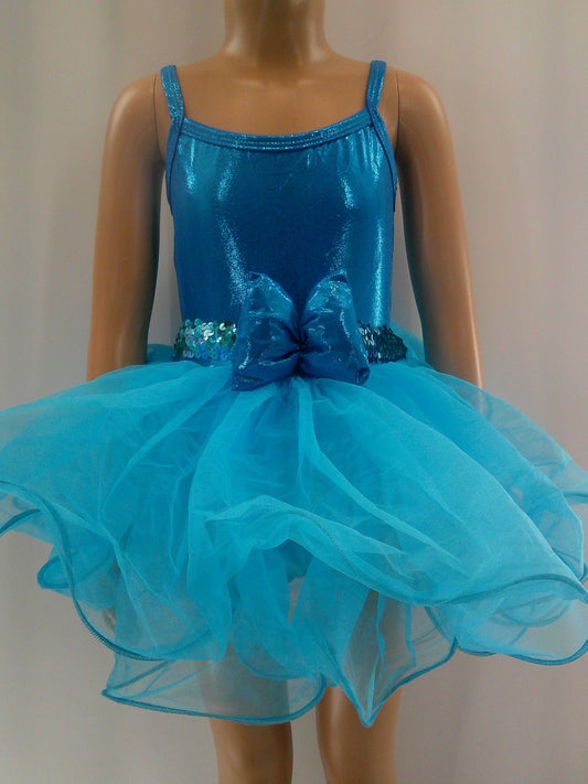 Pre-Owned Costume Jazz Small Child Turquoise A Wish Come True 412 Metallic Tutu Tap Musical Theater Dress Up