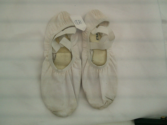 Pre-Owned Ballet Shoes So Danca Adult 8D WHITE Canvas Crossing Straps Split Sole